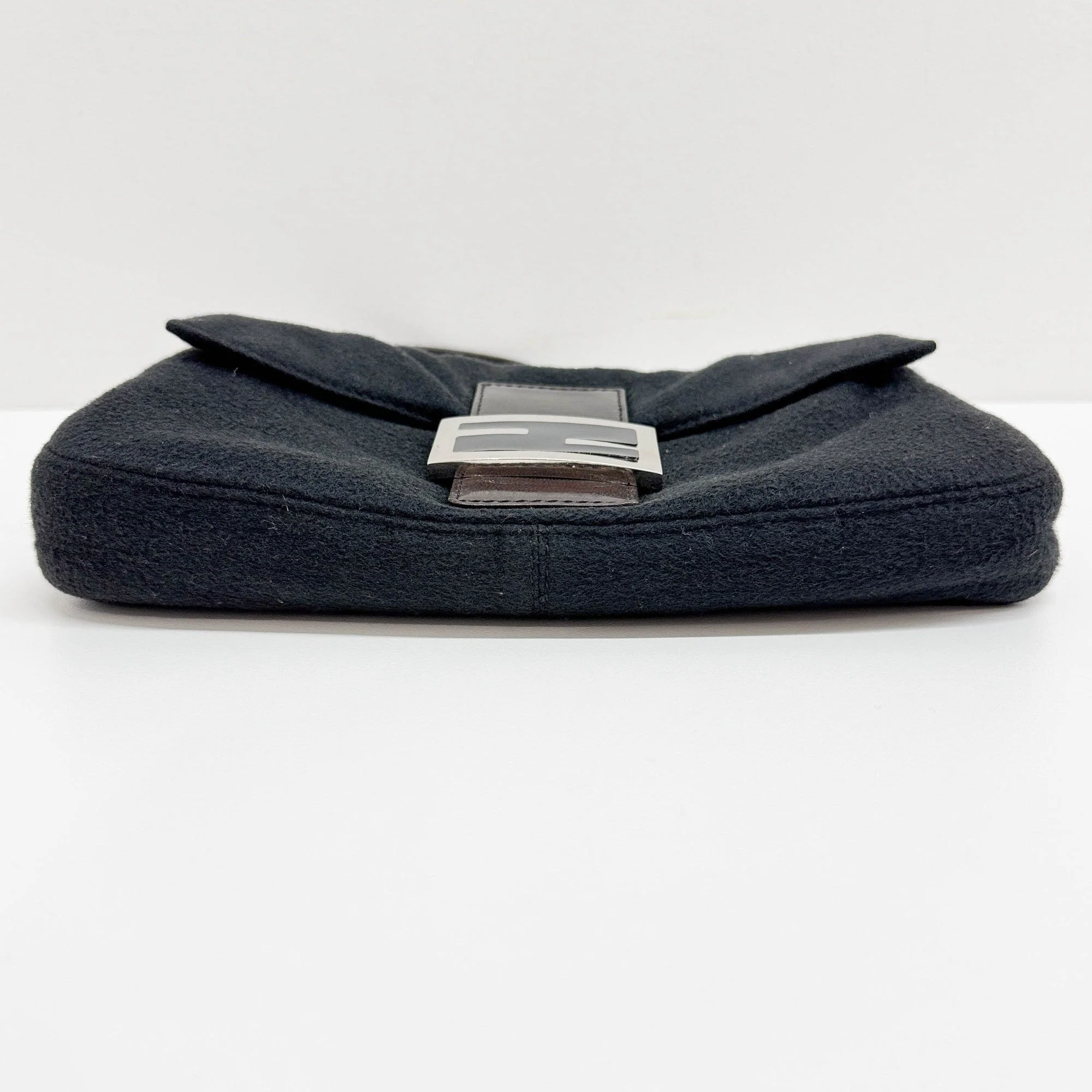 Baguette Charcoal Gray Cashmere Shoulder Bag - Image 8