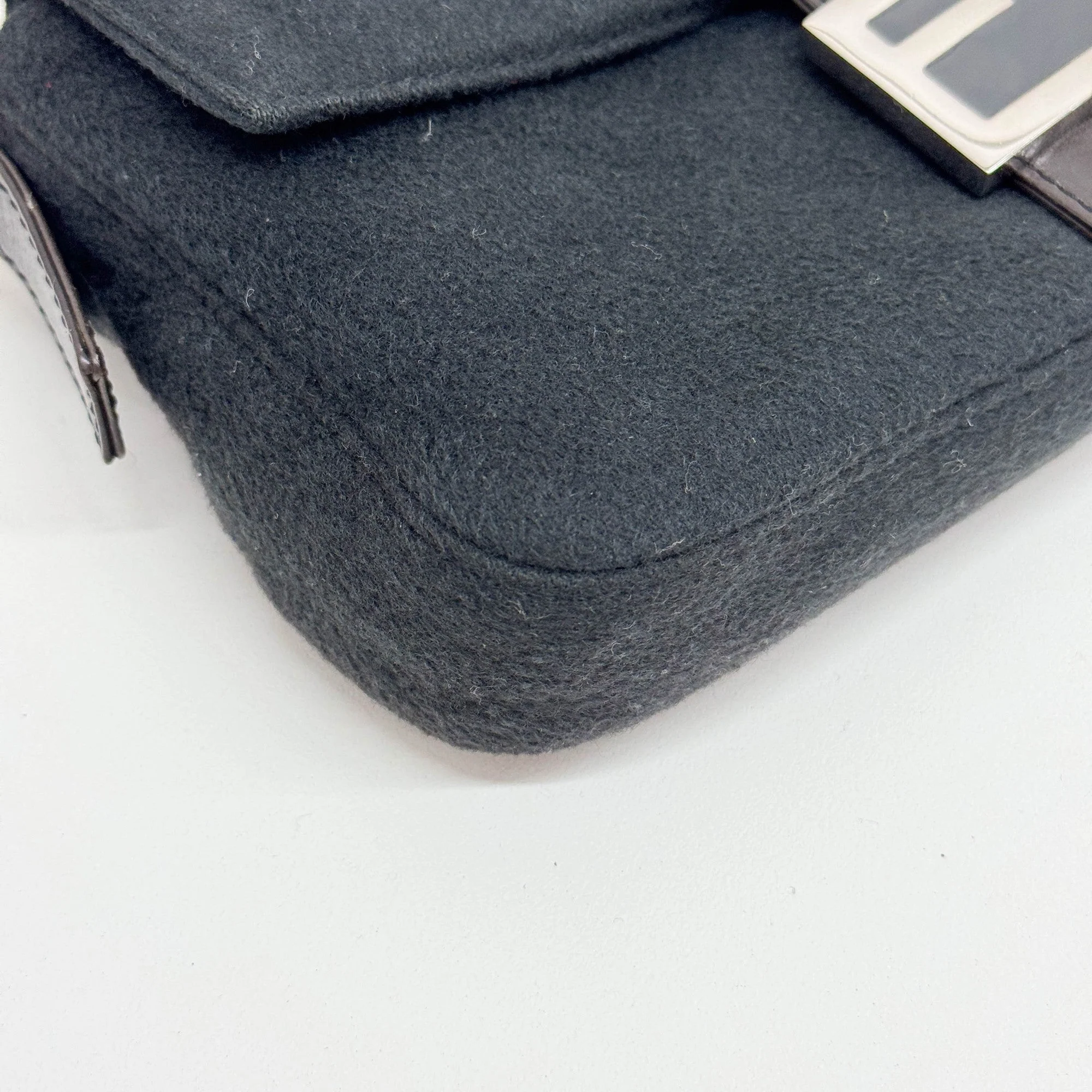 Baguette Charcoal Gray Cashmere Shoulder Bag - Image 9
