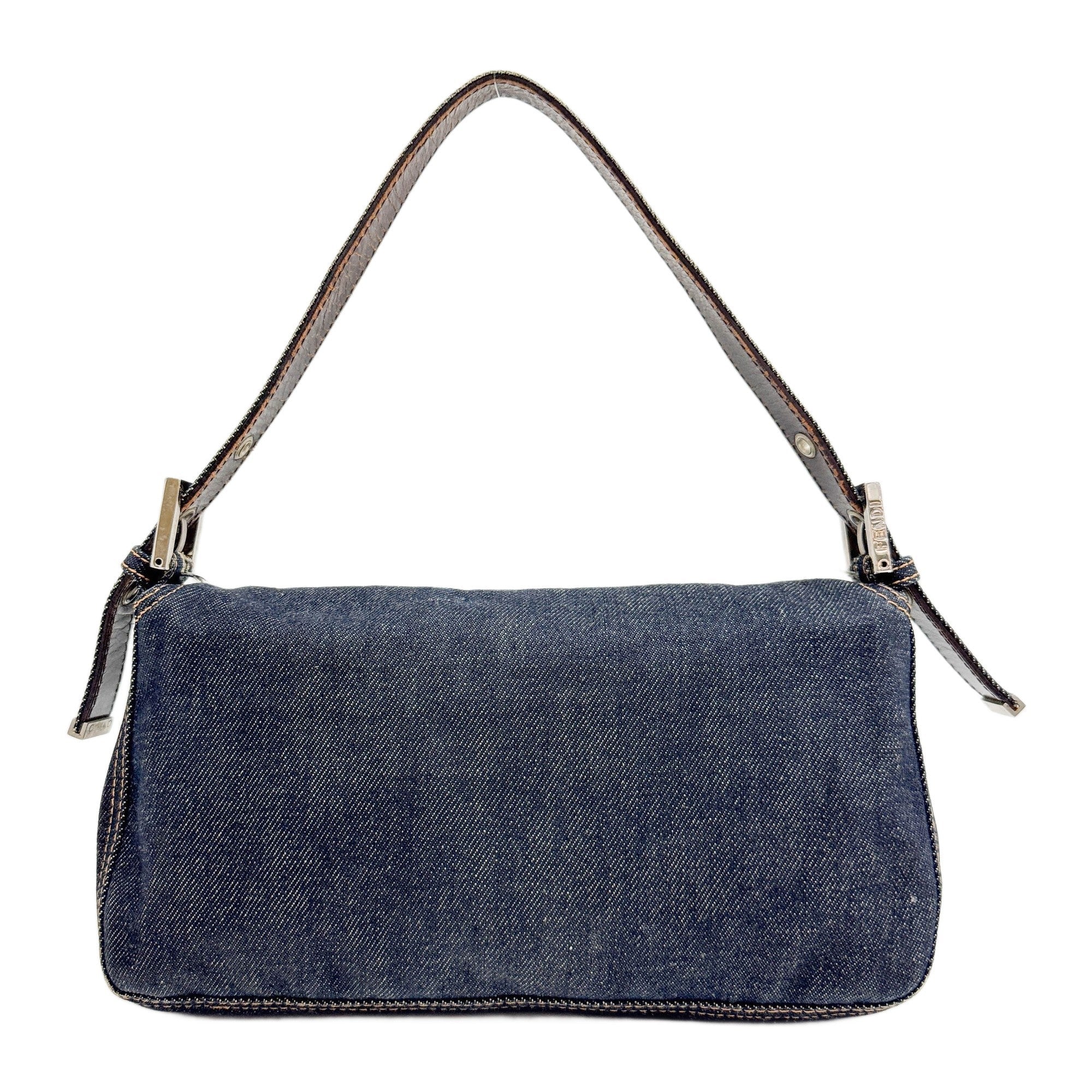 Baguette Denim with Silver Hardware Shoulder Bag - Image 2