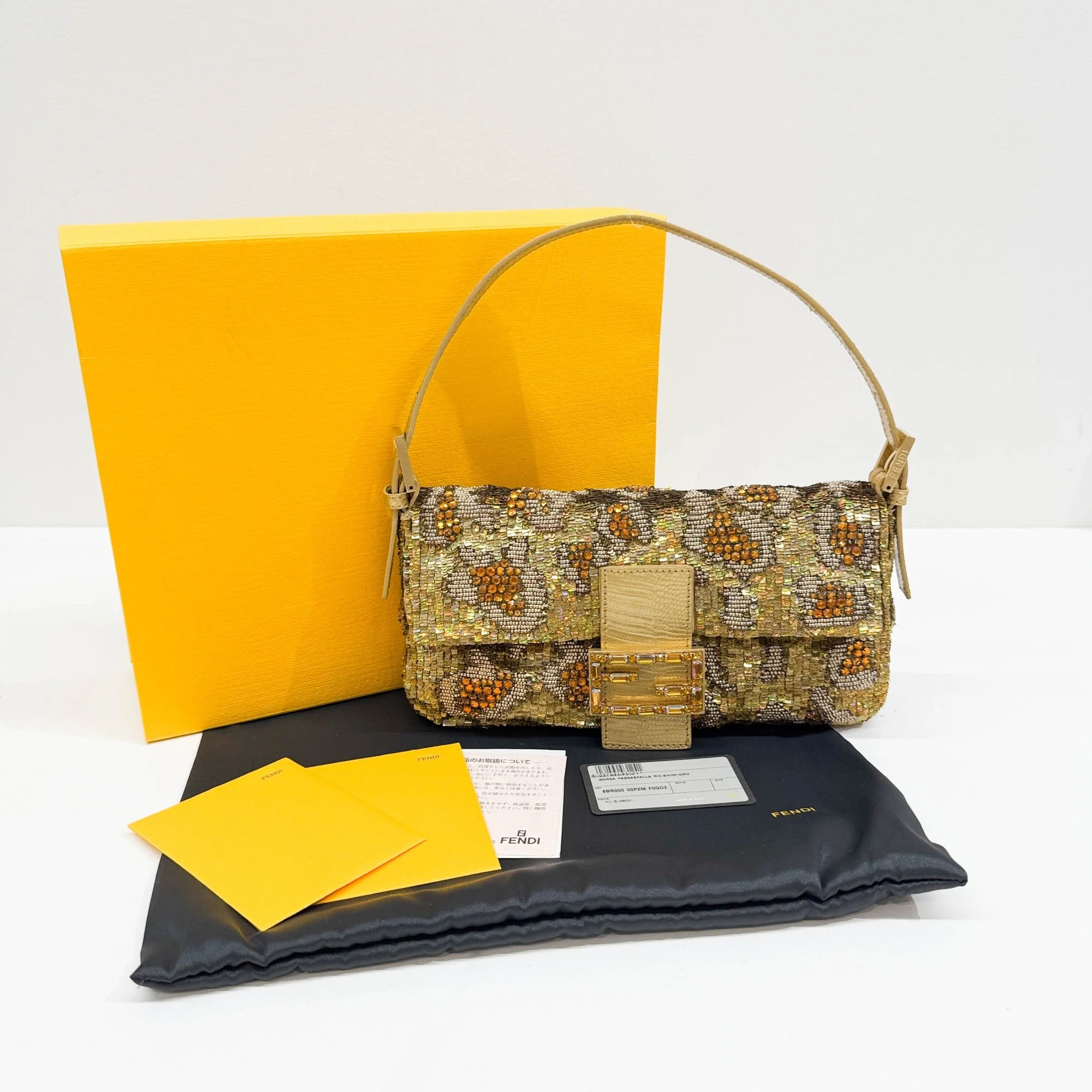 Baguette Embroidered Beads & Rhinestones Gold Sequin Shoulder Bag - Image 4