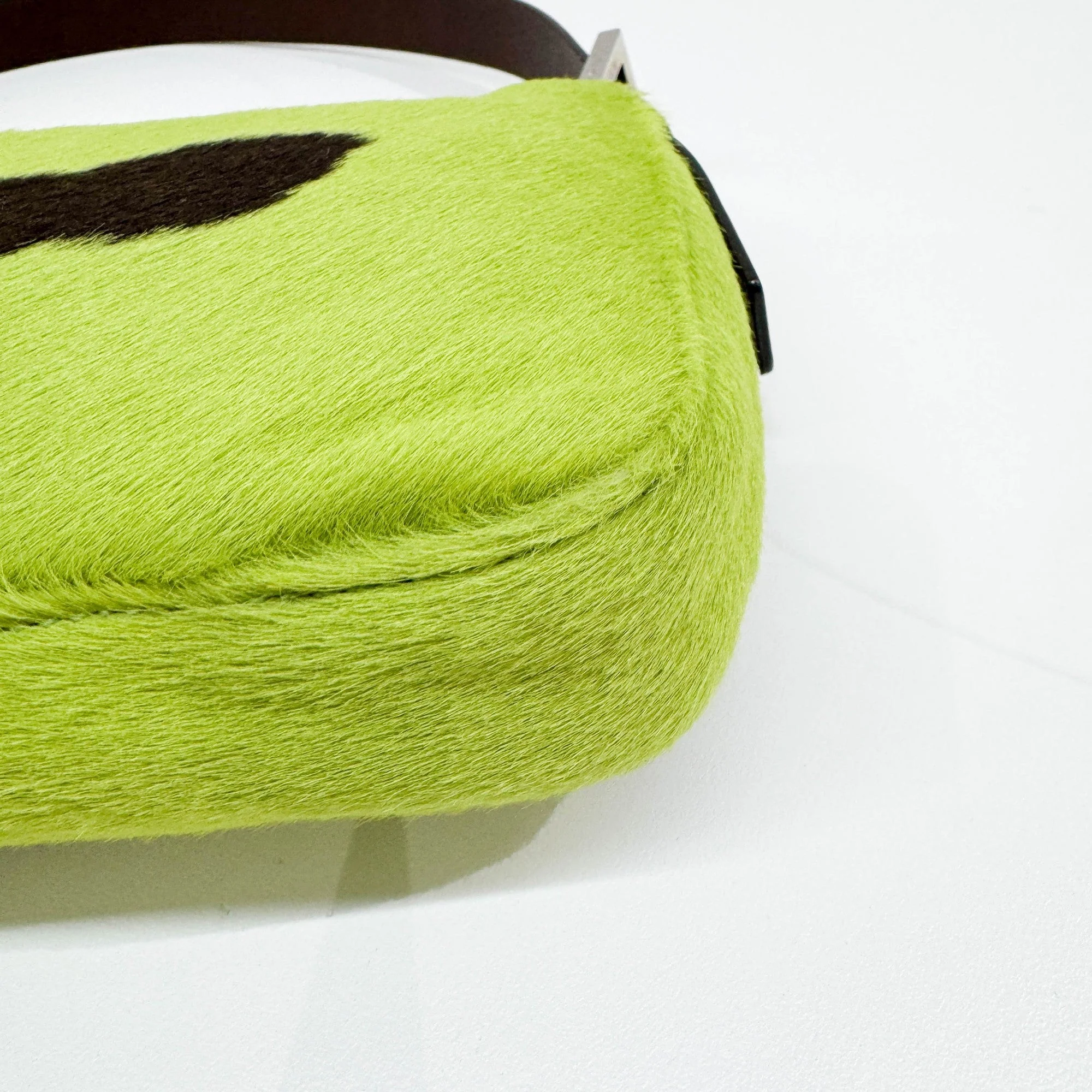 Baguette Green Cow Print Pony Hair Shoulder Bag - Image 10