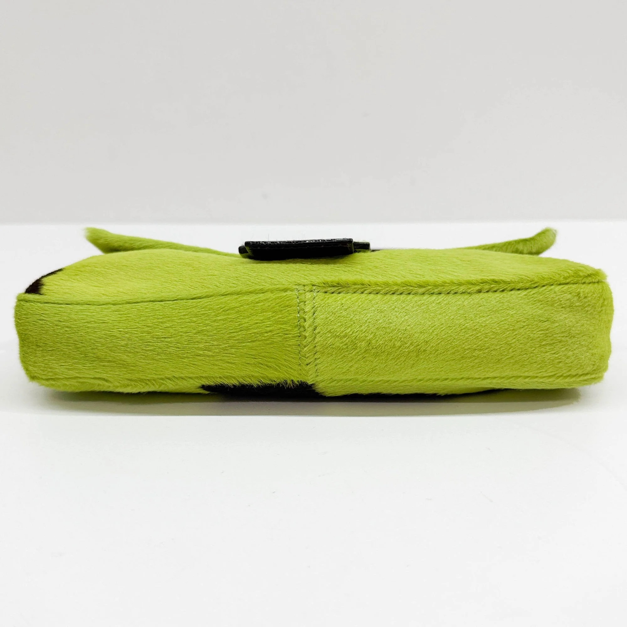 Baguette Green Cow Print Pony Hair Shoulder Bag - Image 7
