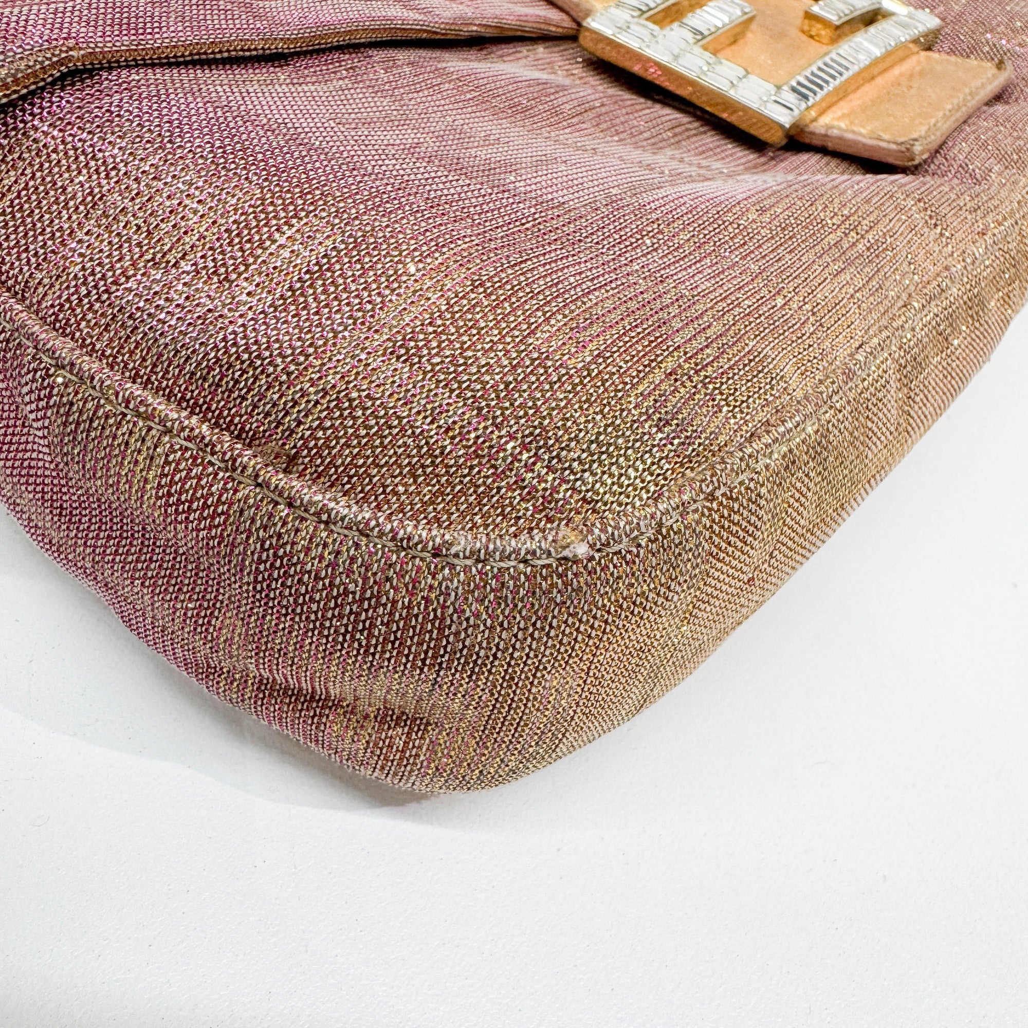 Baguette Holographic Purple and Gold Glitter Shoulder Bag - Image 10