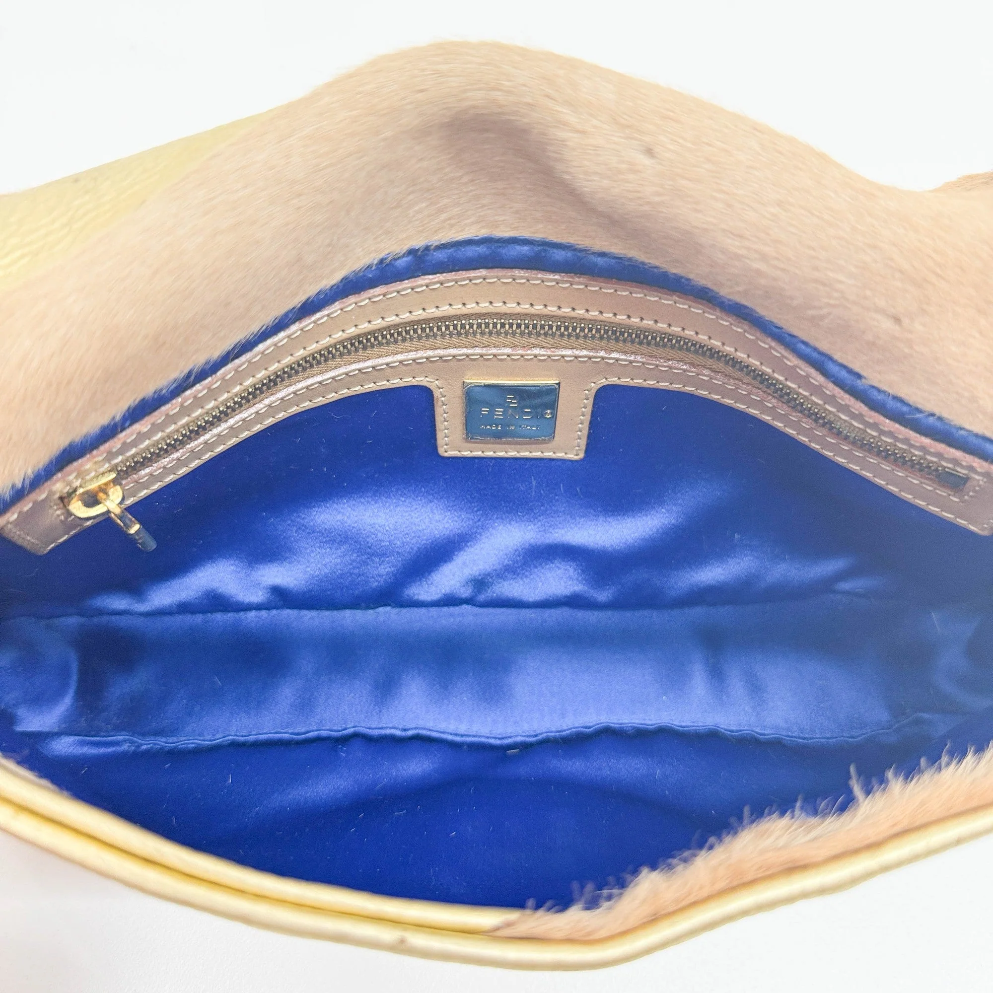 Baguette in Beige Pony Hair with Gold Details Shoulder Bag - Image 15