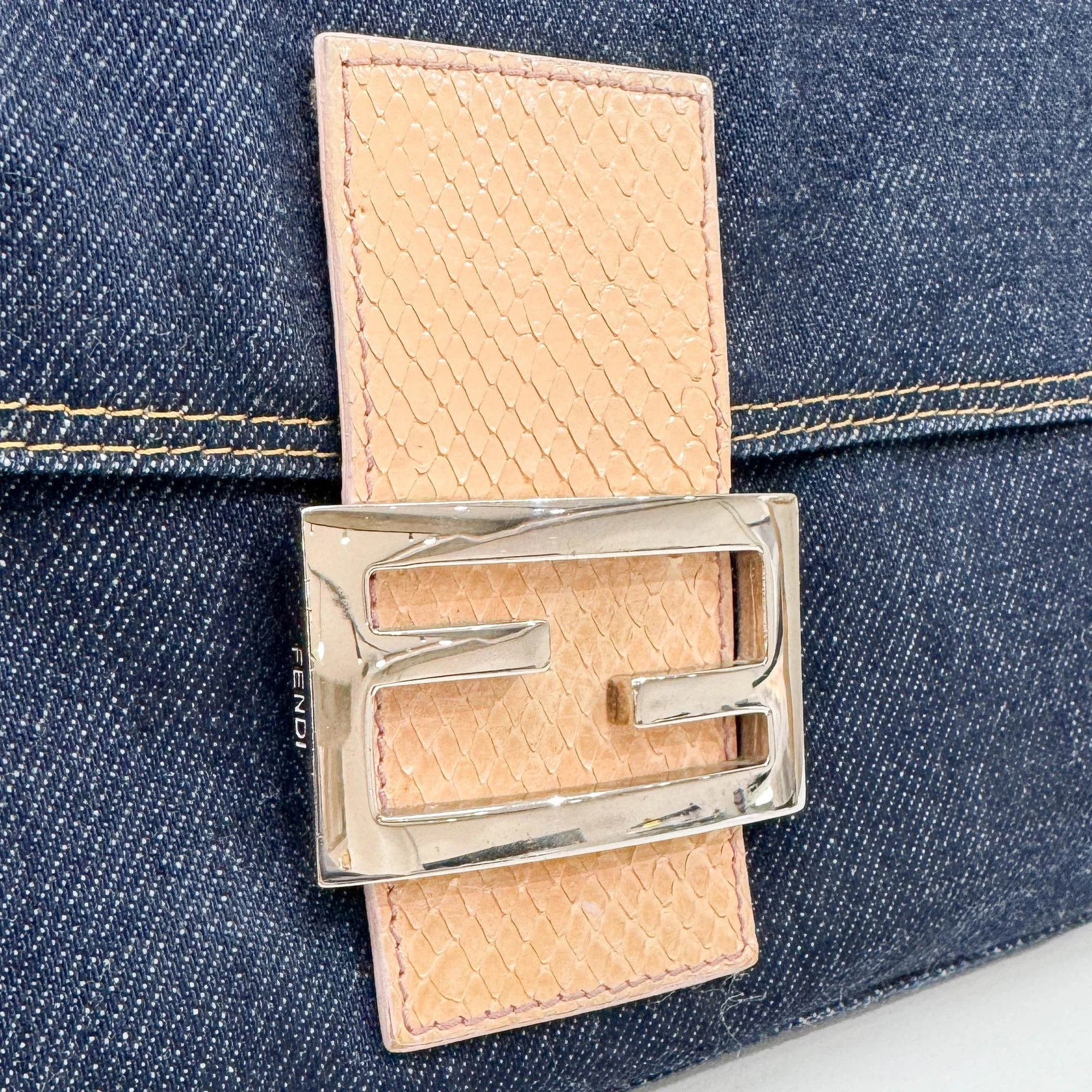 Baguette in Blue Denim Shoulder Bag - Image 14