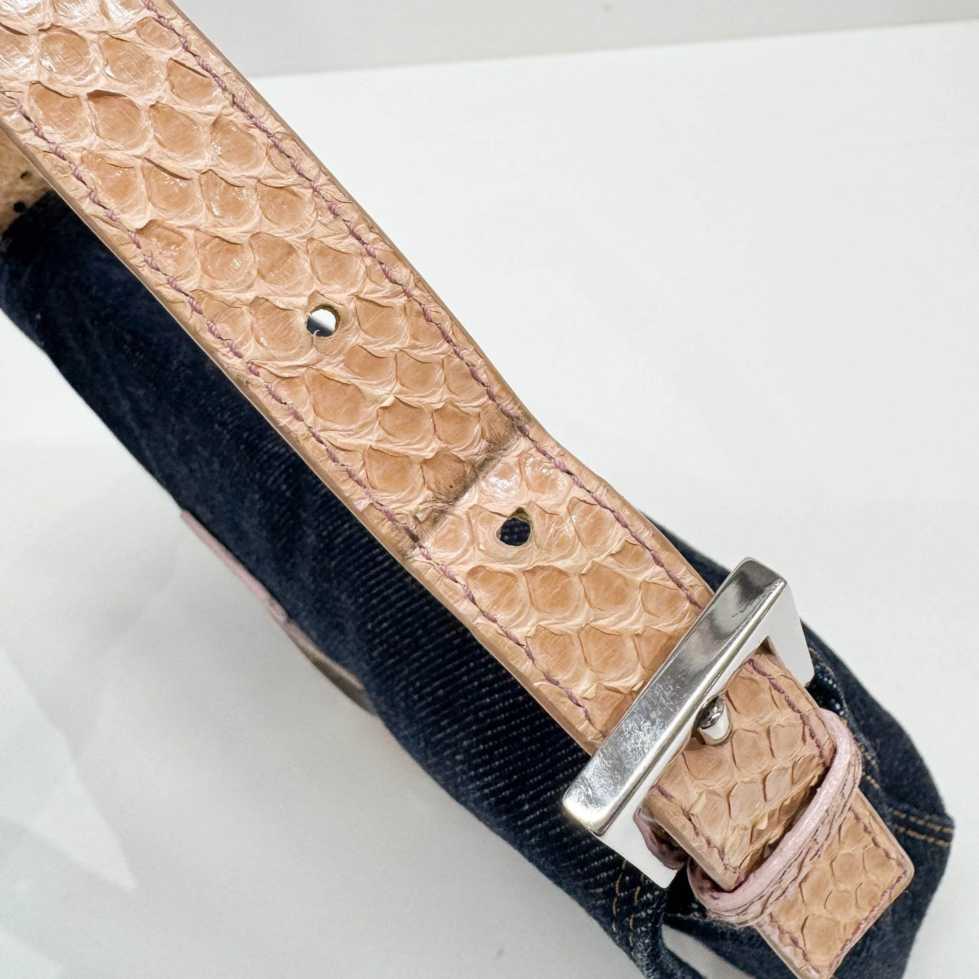 Baguette in Blue Denim Shoulder Bag - Image 17