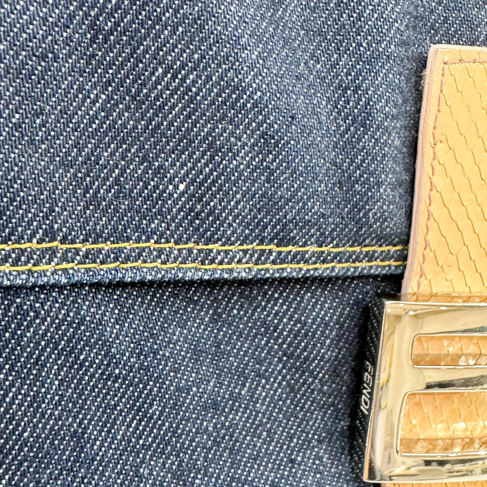 Baguette in Blue Denim Shoulder Bag - Image 19