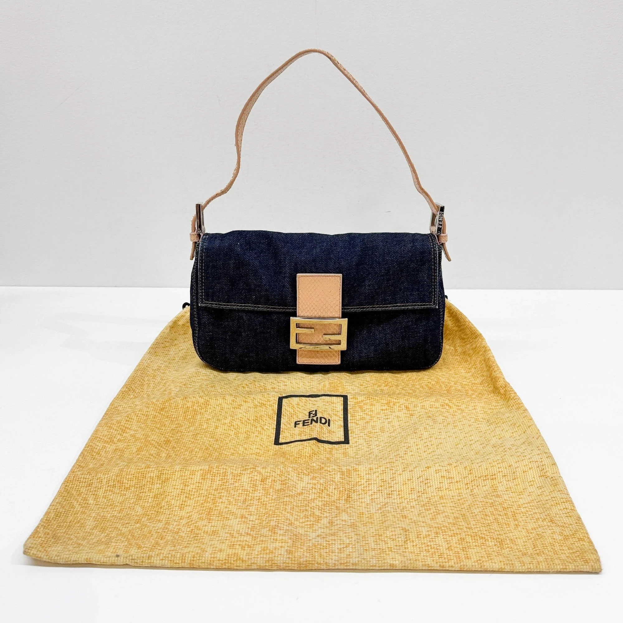 Baguette in Blue Denim Shoulder Bag - Image 4