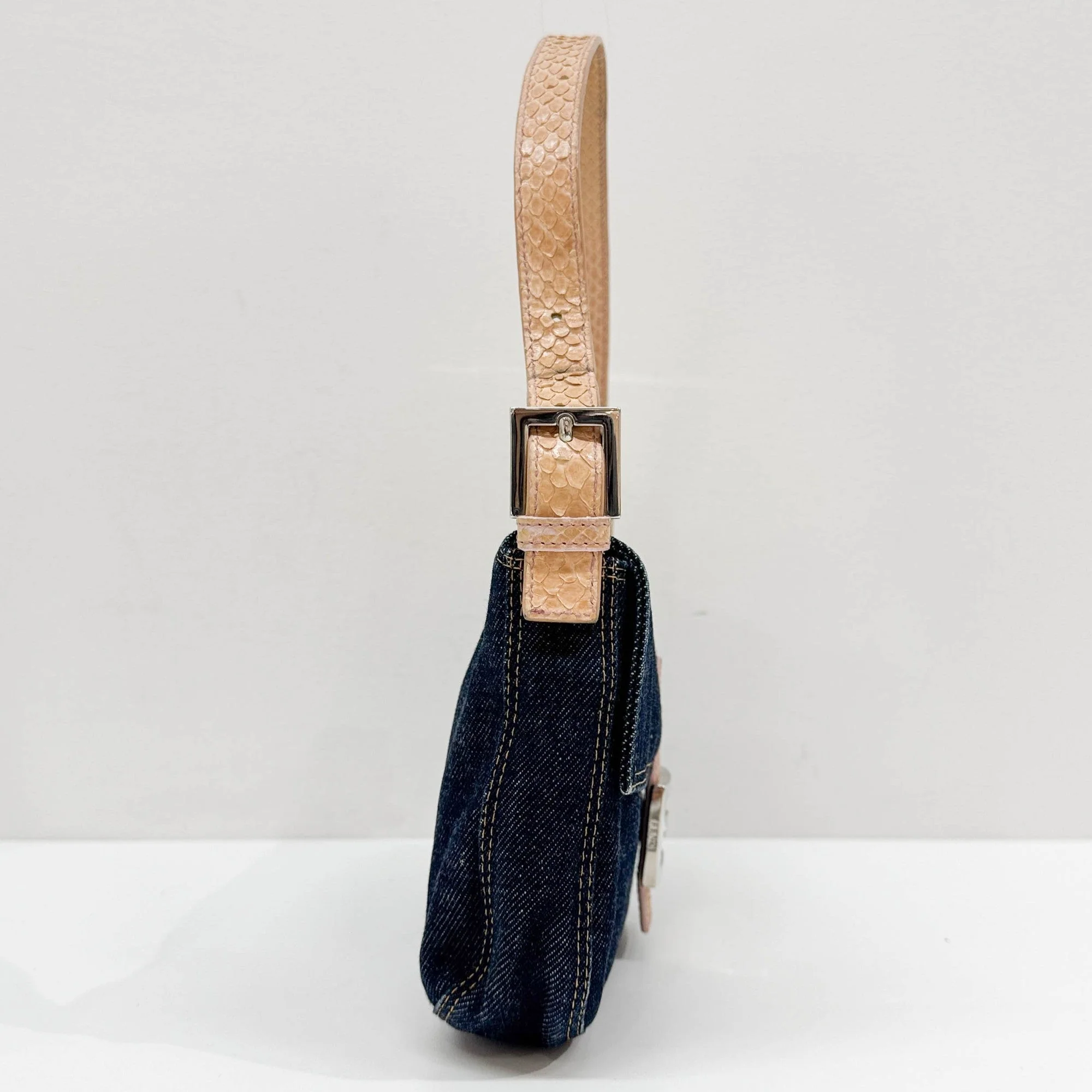 Baguette in Blue Denim Shoulder Bag - Image 5