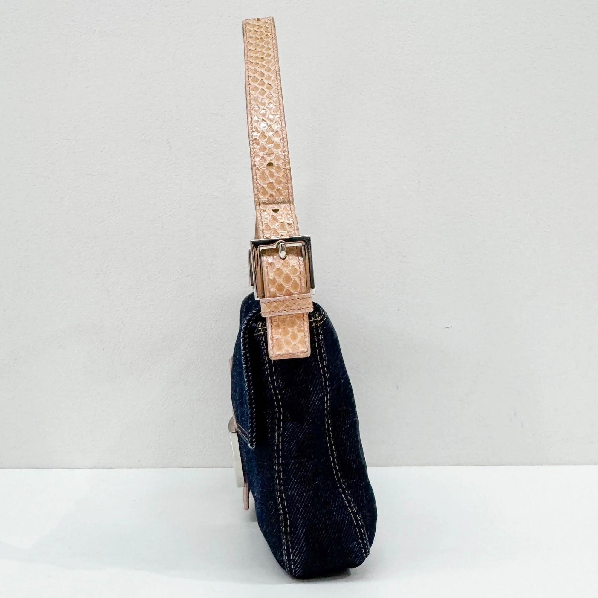 Baguette in Blue Denim Shoulder Bag - Image 6