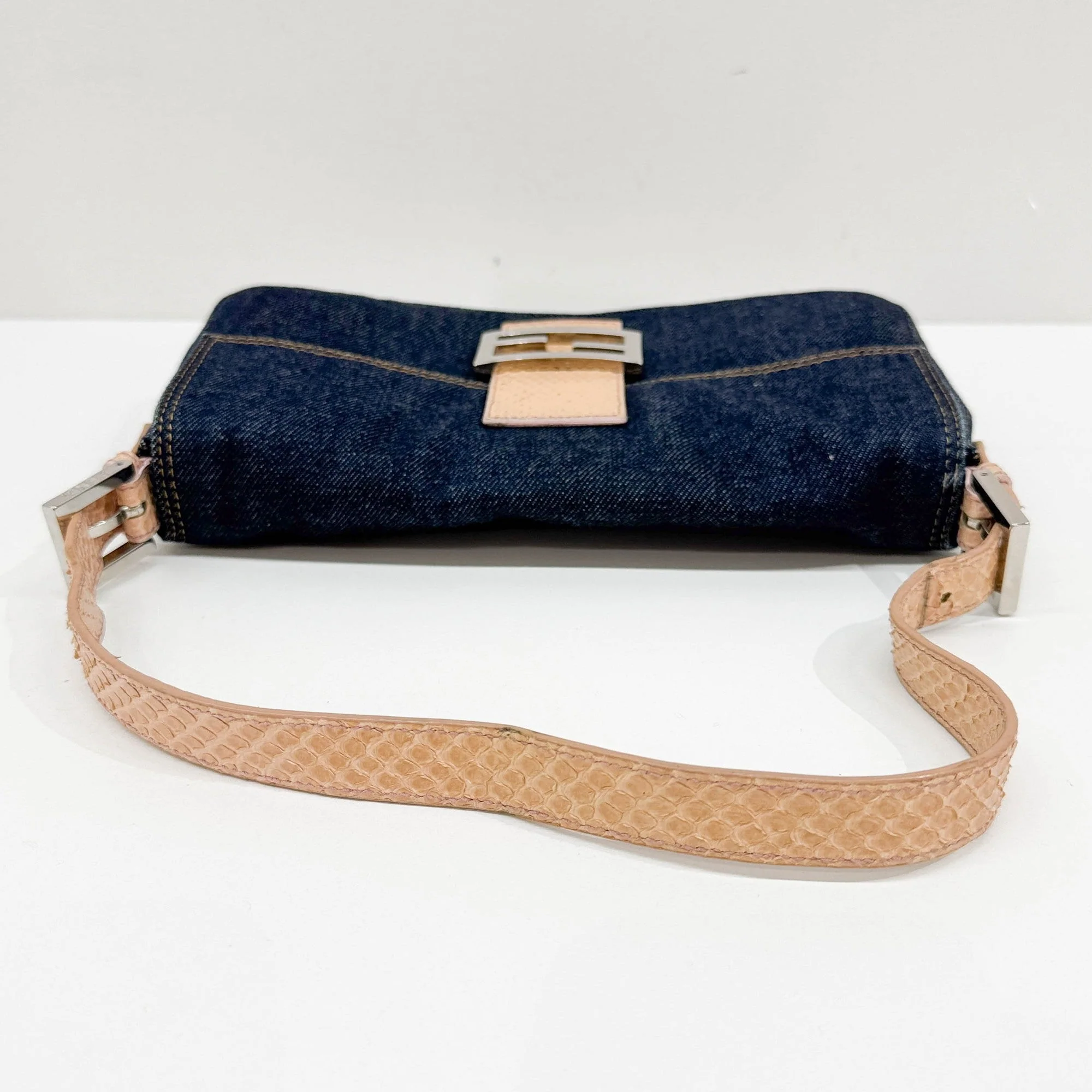 Baguette in Blue Denim Shoulder Bag - Image 7