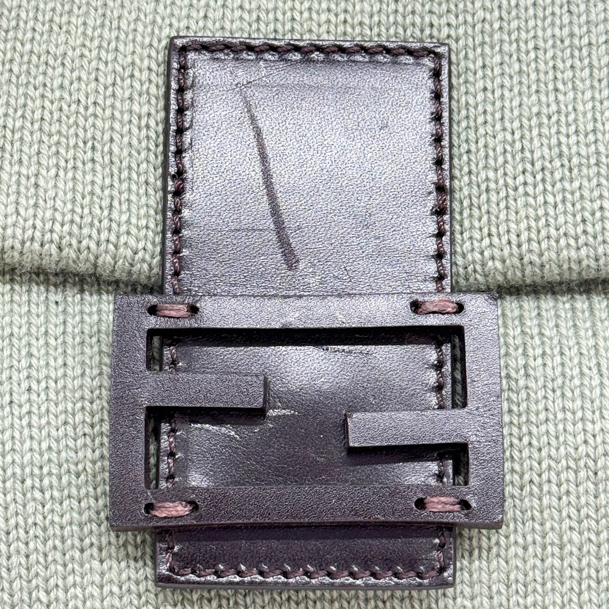 Baguette Knit Sage Green Cashmere Two Way Bag - Image 13