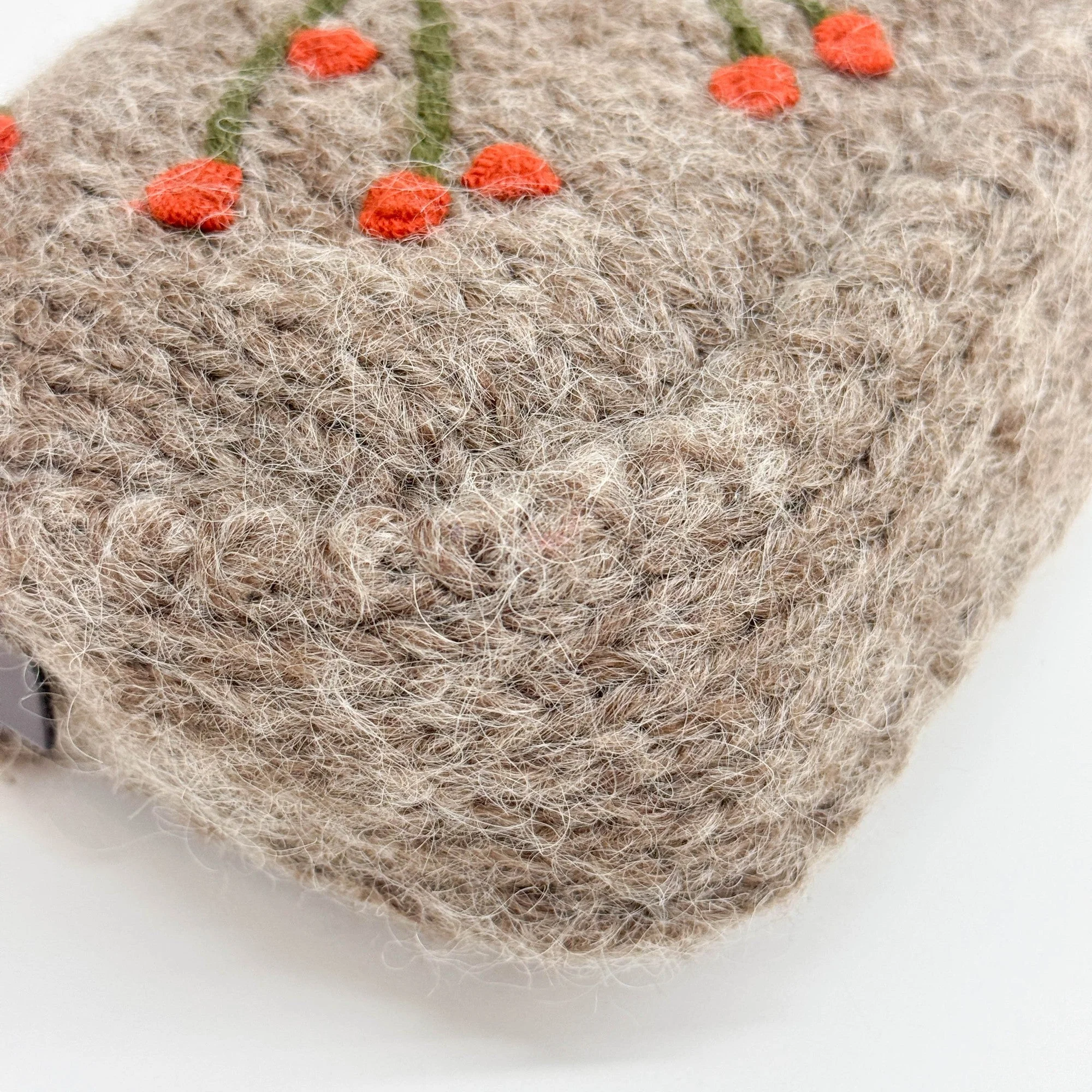 Baguette Knitted Brown Wool Shoulder Bag - Image 11