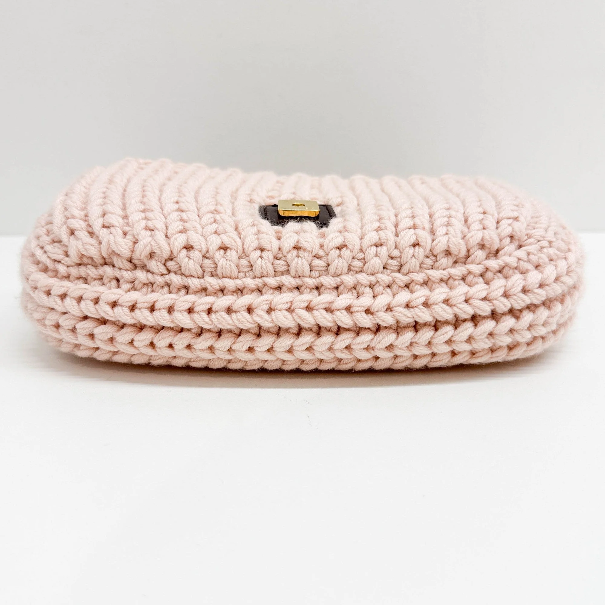 Baguette Knitted Pink Wool Two Way Bag - Image 9
