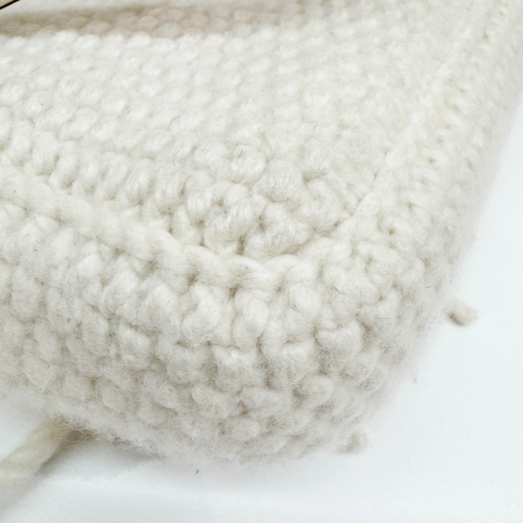 Baguette Knitted White Wool Two Way Bag - Image 13