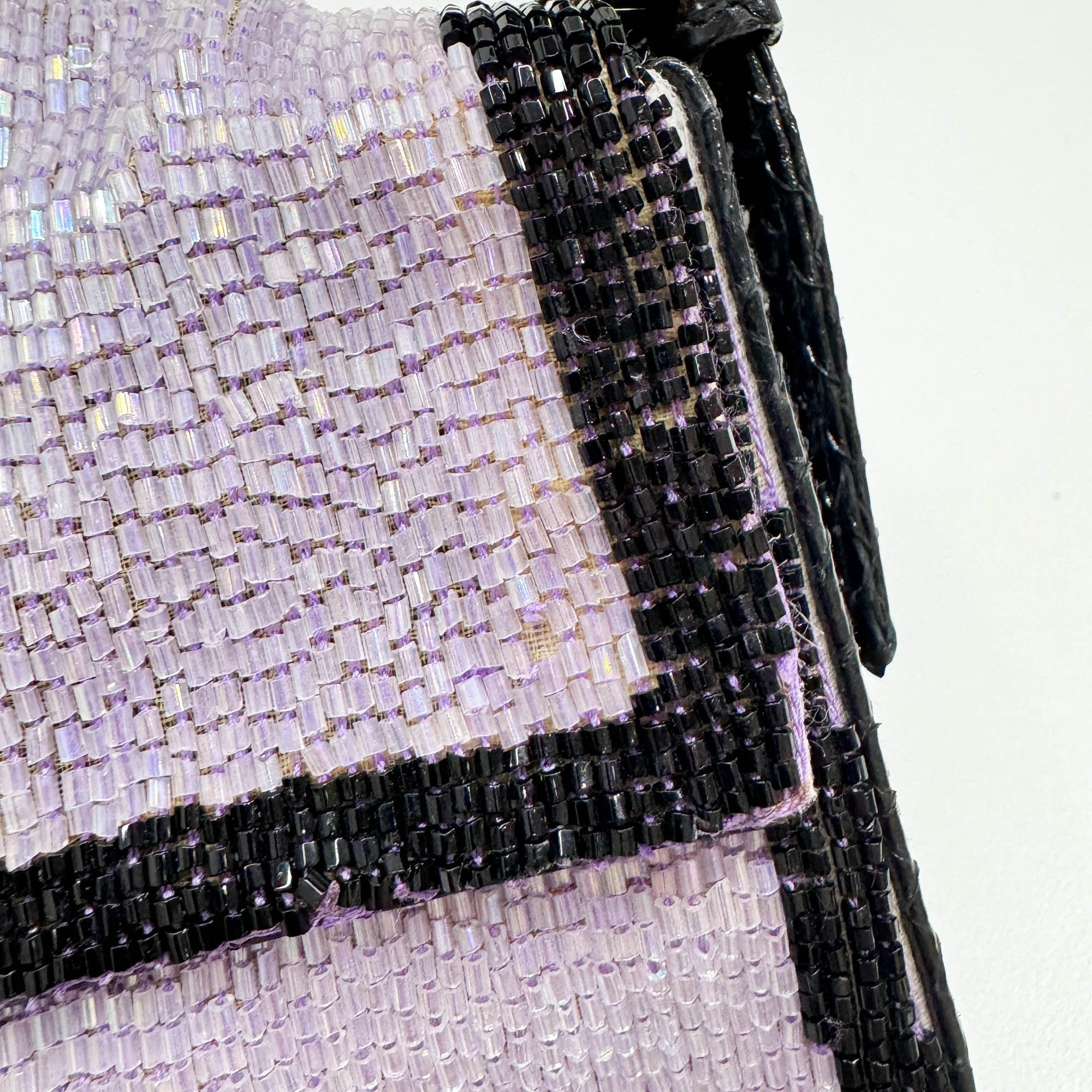 Baguette Lilac & Black Beaded Shoulder Bag - Image 10
