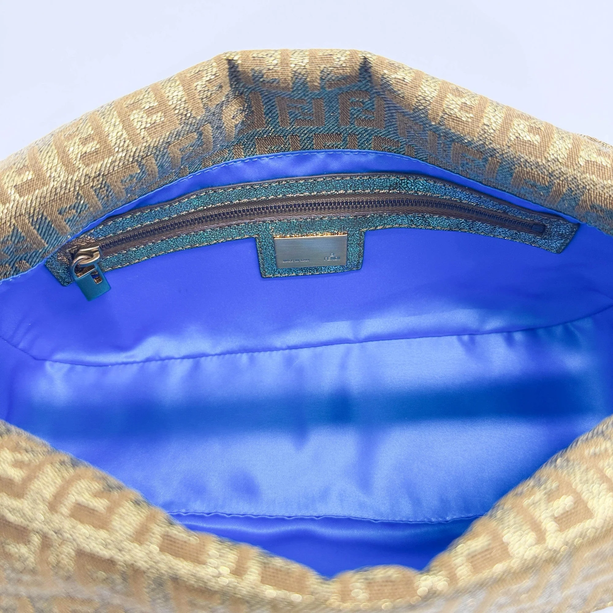 Baguette Metallic Gold Zucca Canvas Shoulder Bag - Image 15