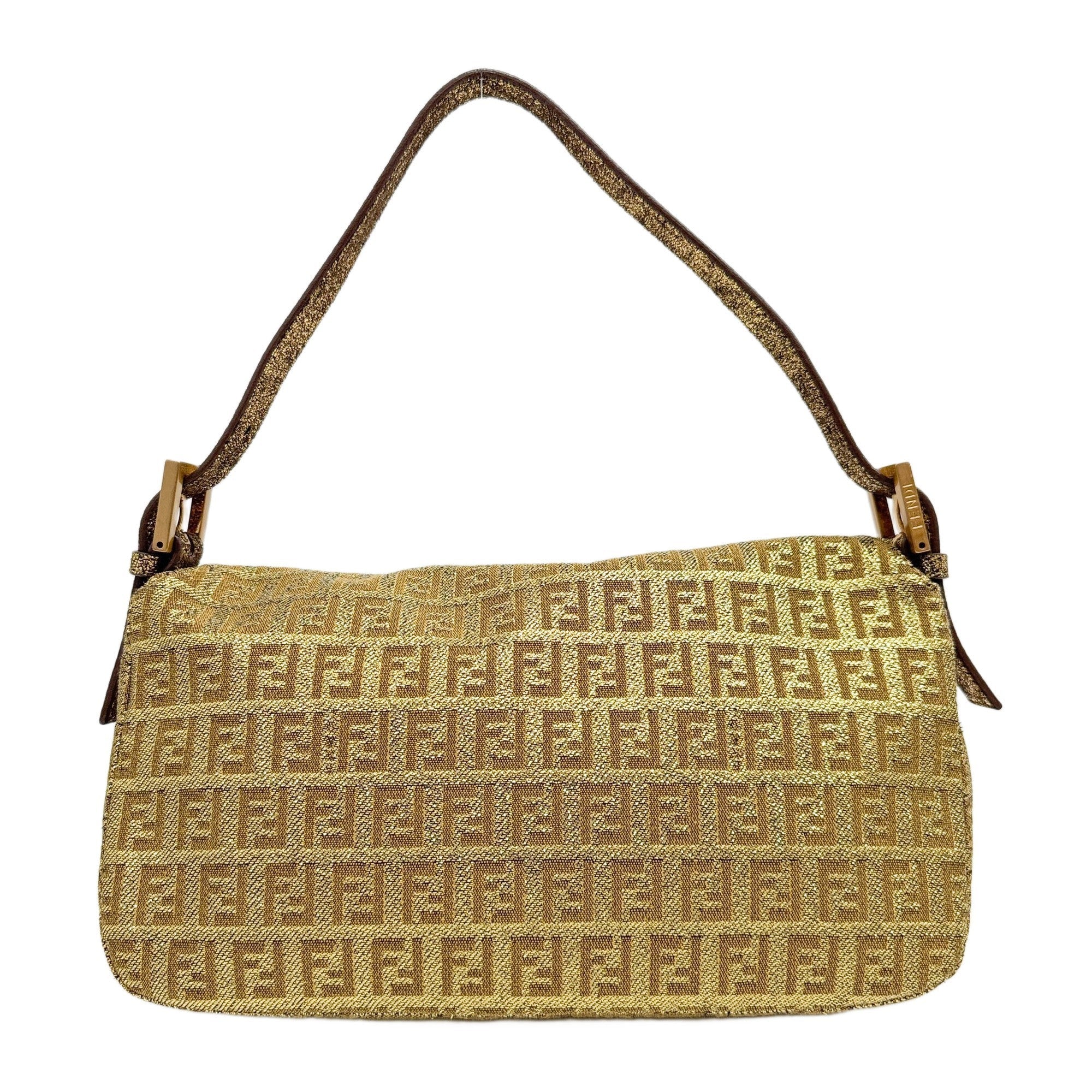 Baguette Metallic Gold Zucca Canvas Shoulder Bag - Image 2