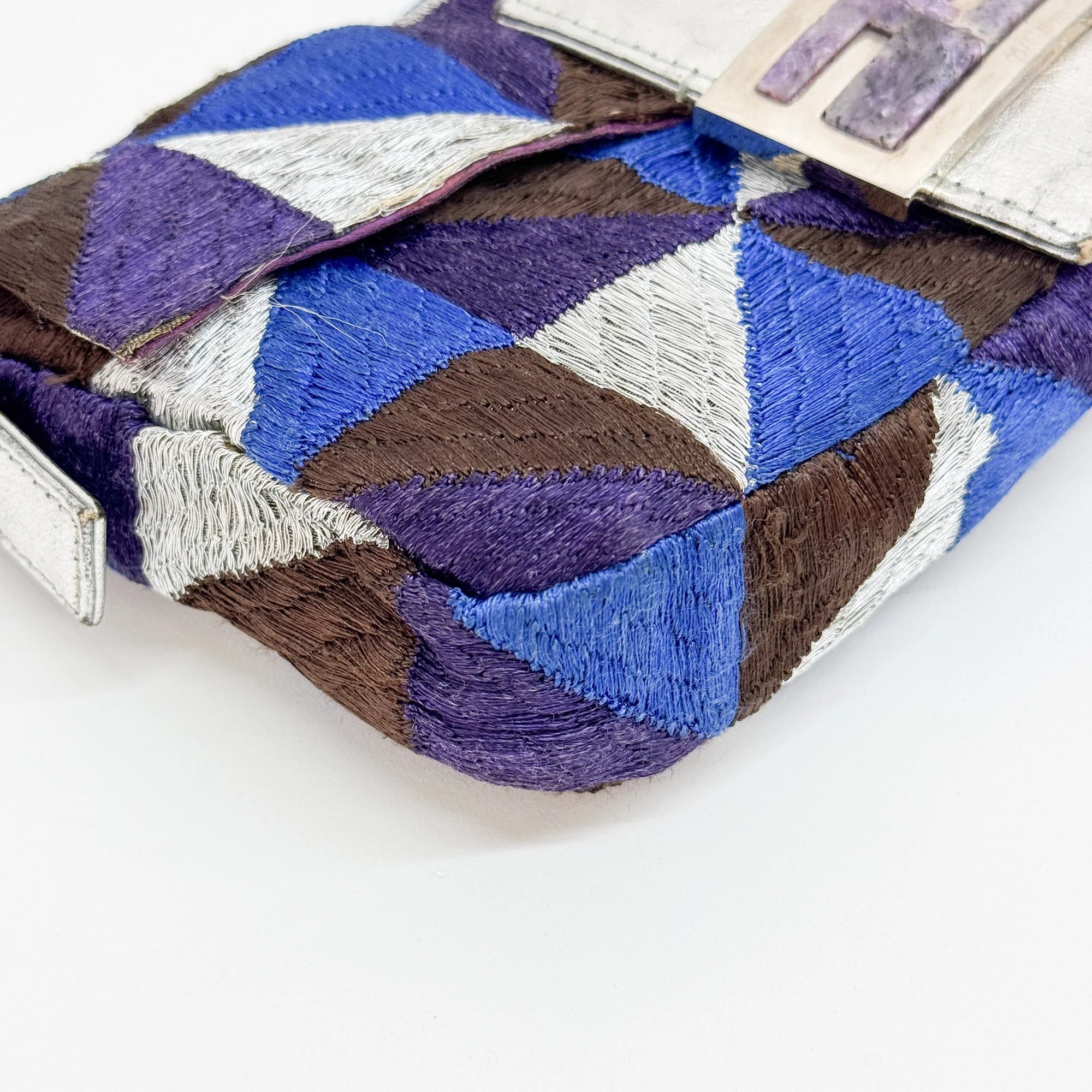 Baguette Multi-colour Cotton Shoulder Bag - Image 8