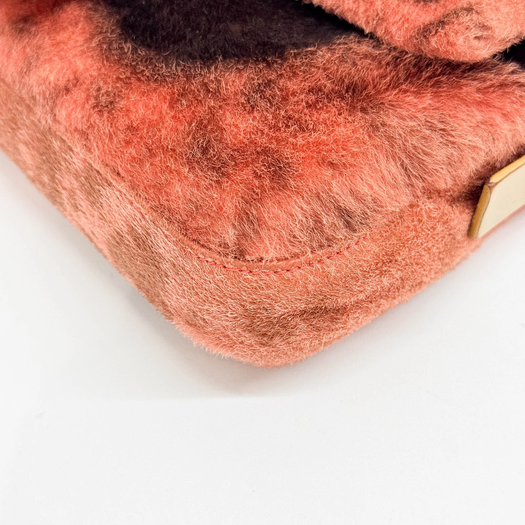 Baguette Orange Spotted Print Pony Hair Shoulder Bag - Image 10
