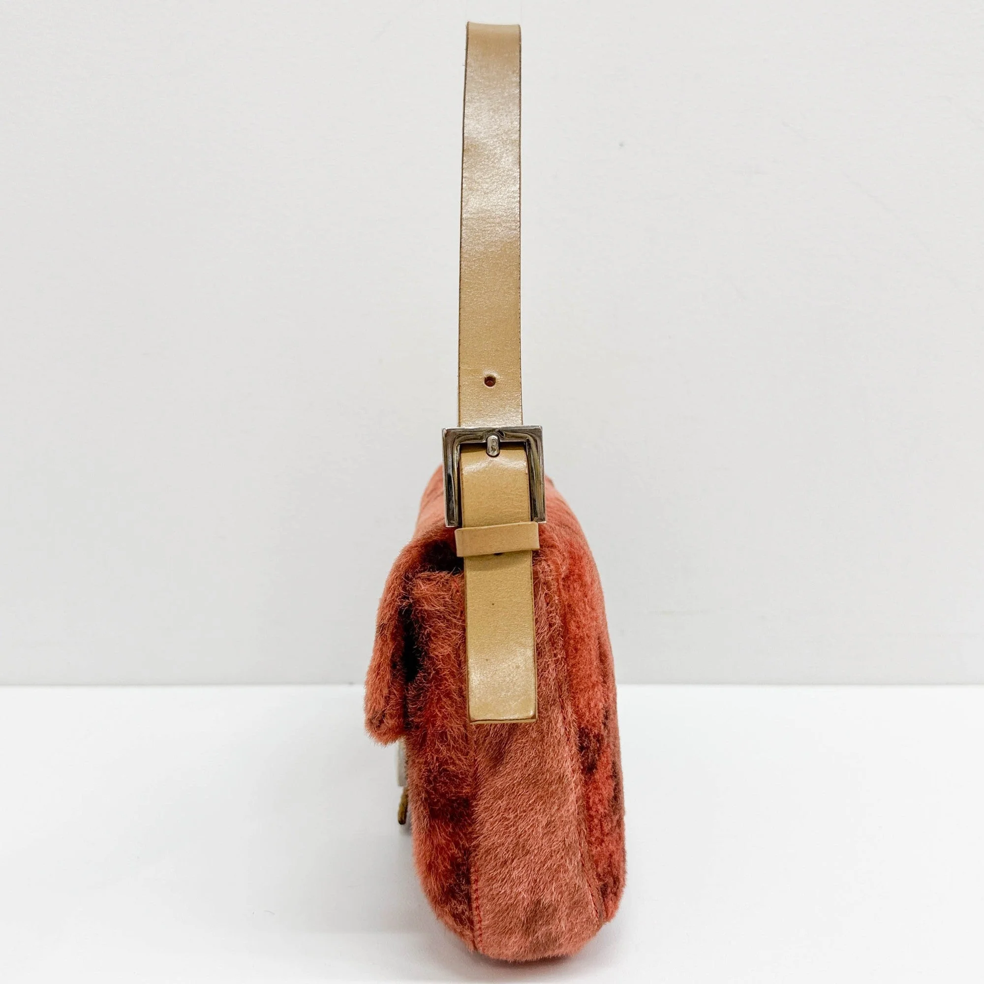 Baguette Orange Spotted Print Pony Hair Shoulder Bag - Image 6