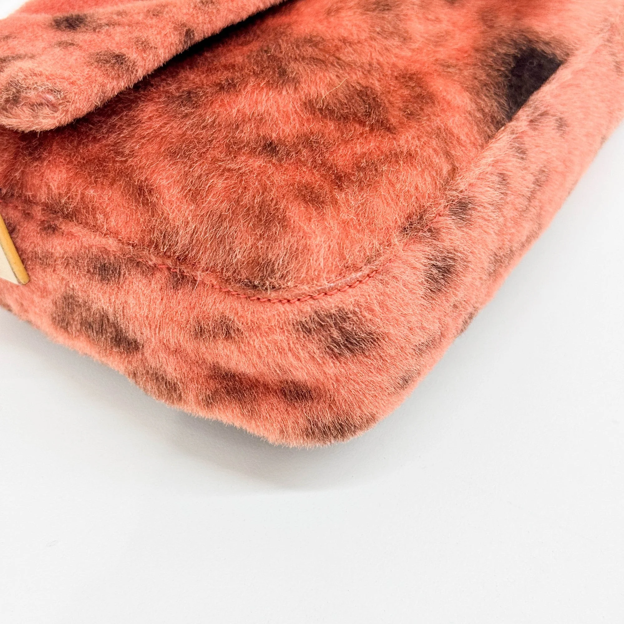 Baguette Orange Spotted Print Pony Hair Shoulder Bag - Image 9