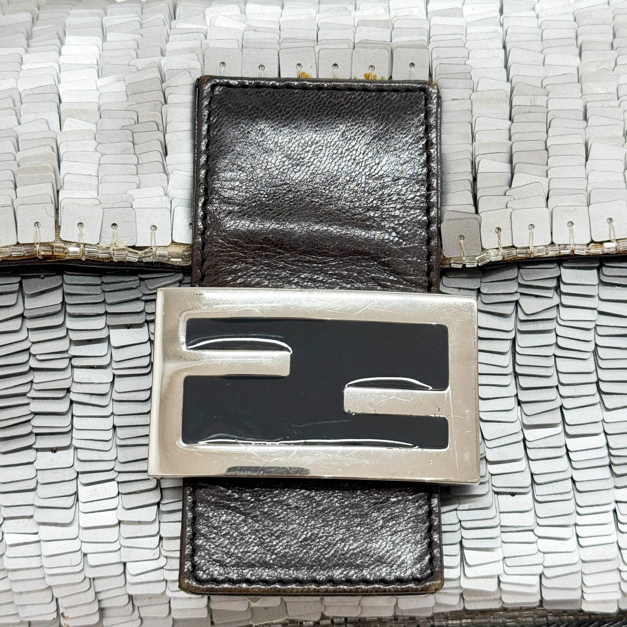 Baguette Silver Sequin Shoulder Bag - Image 12