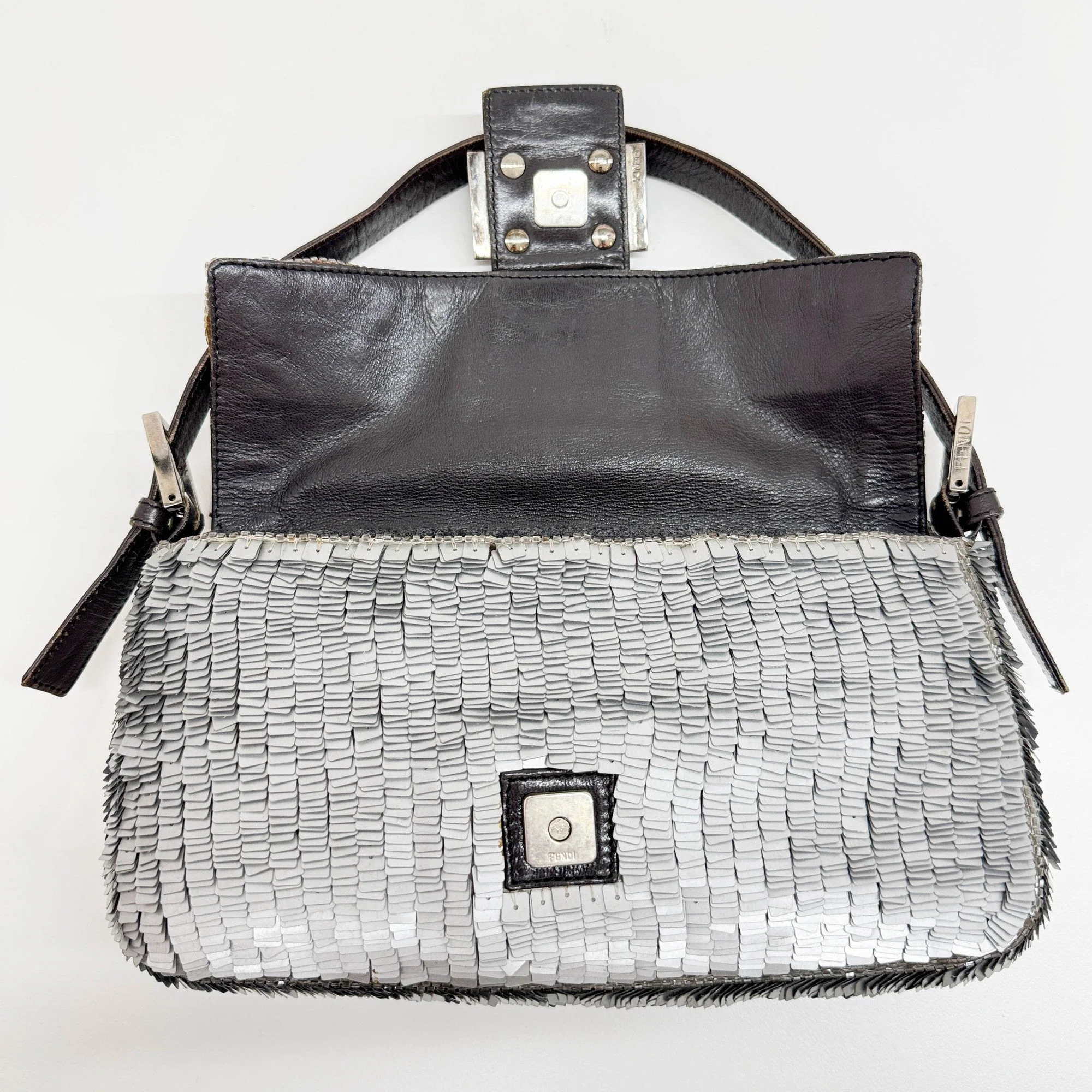 Baguette Silver Sequin Shoulder Bag - Image 13