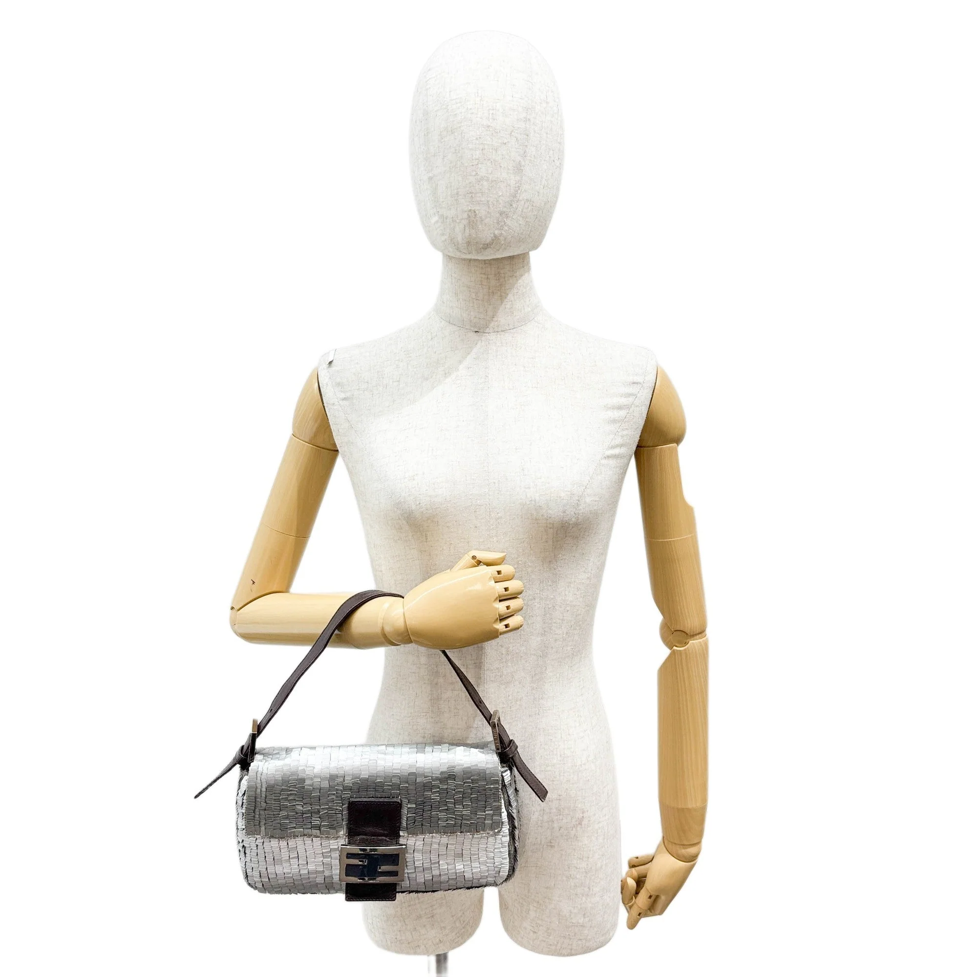 Baguette Silver Sequin Shoulder Bag - Image 3