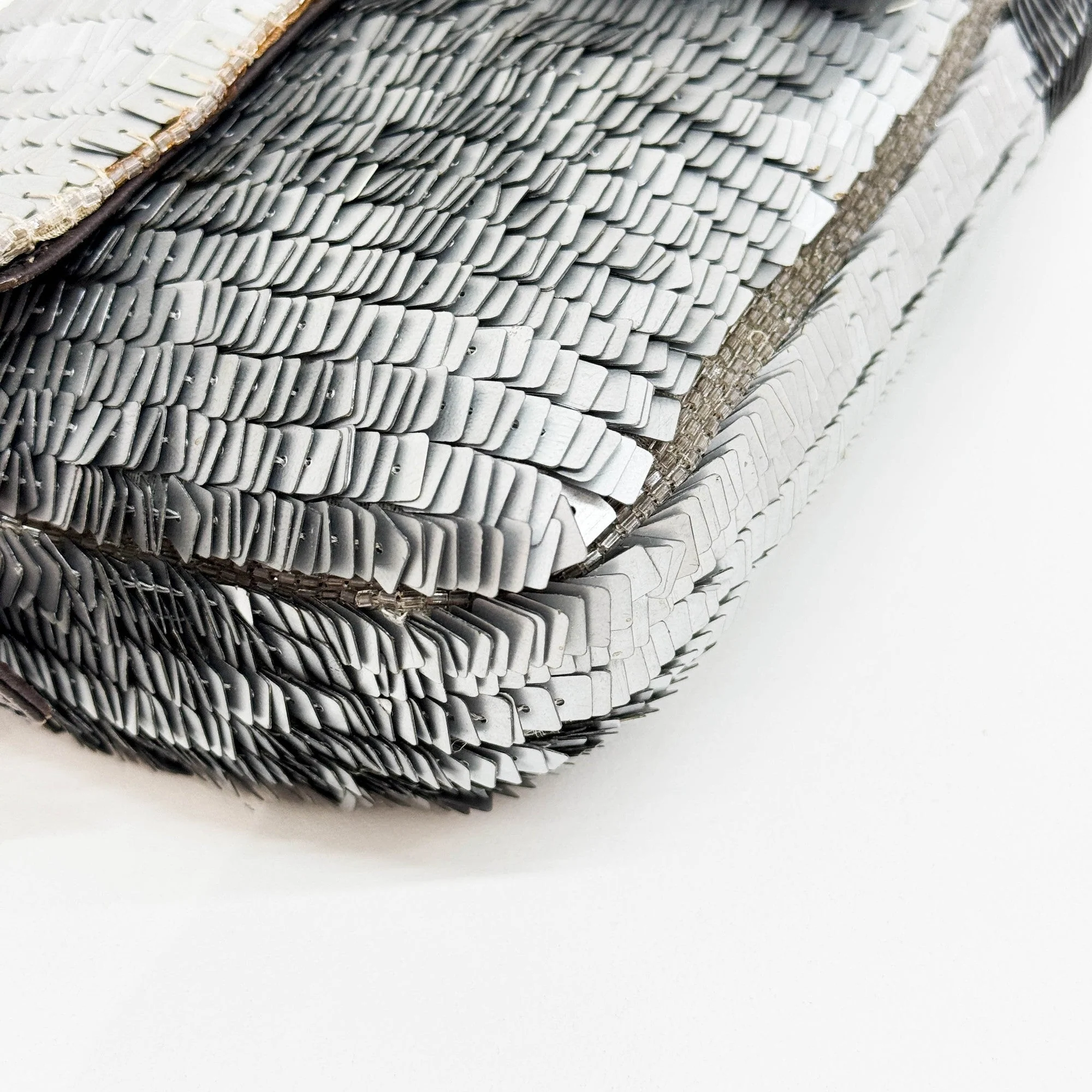 Baguette Silver Sequin Shoulder Bag - Image 8