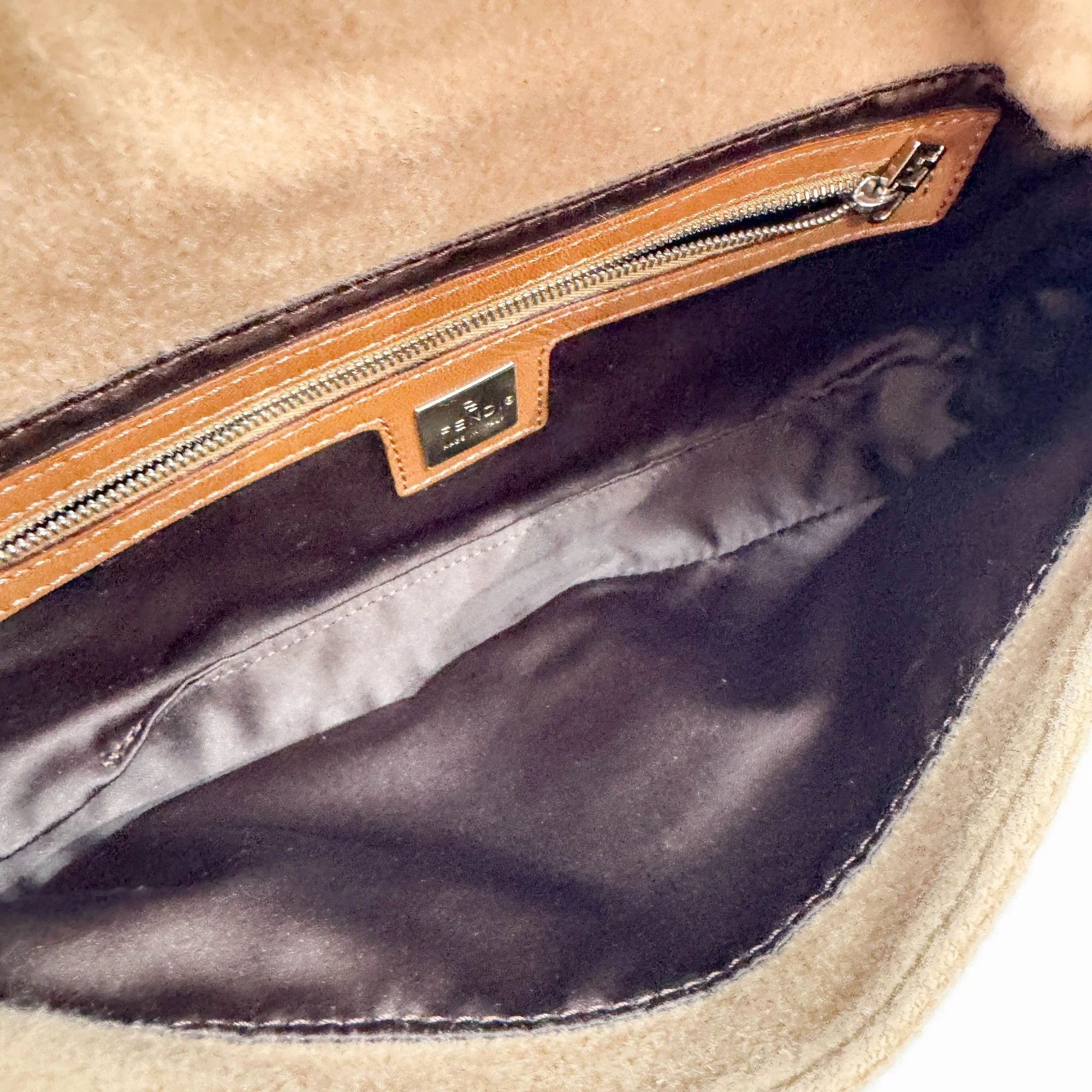 Baguette Tan Cashmere Shoulder Bag - Image 18