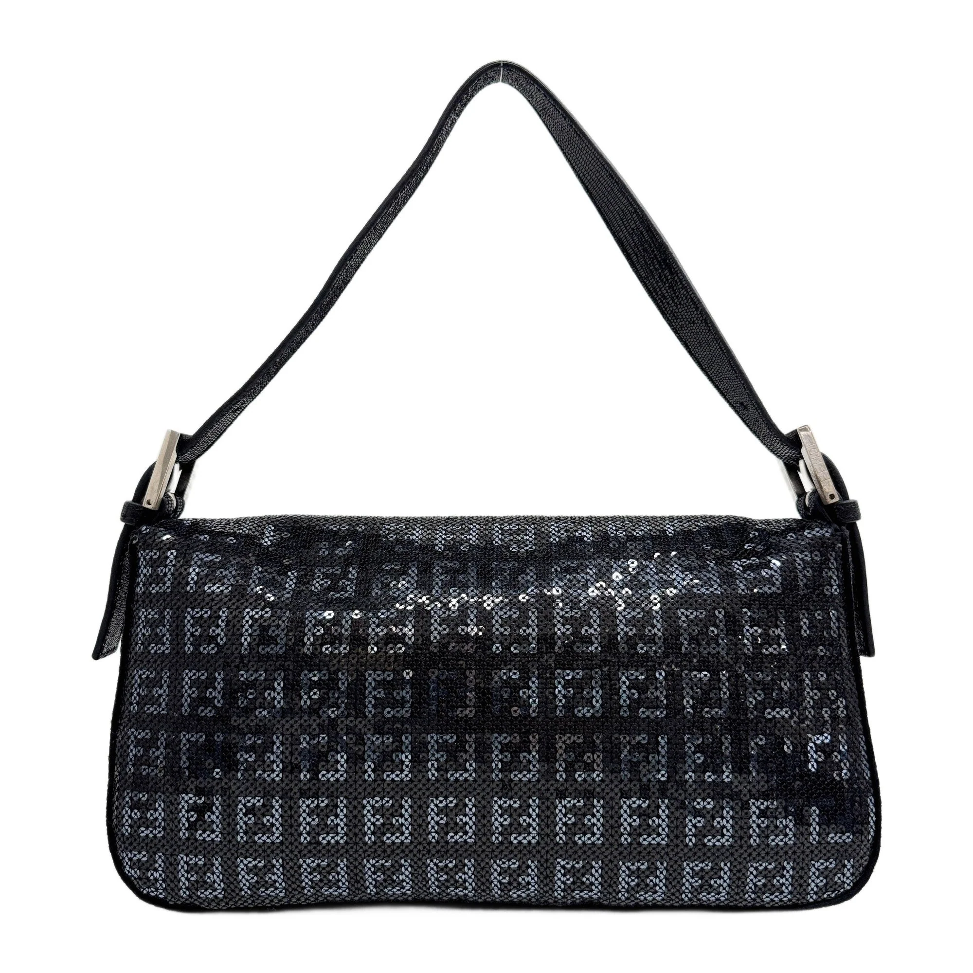 Baguette Zucchino in Black Sequin Shoulder Bag - Image 2