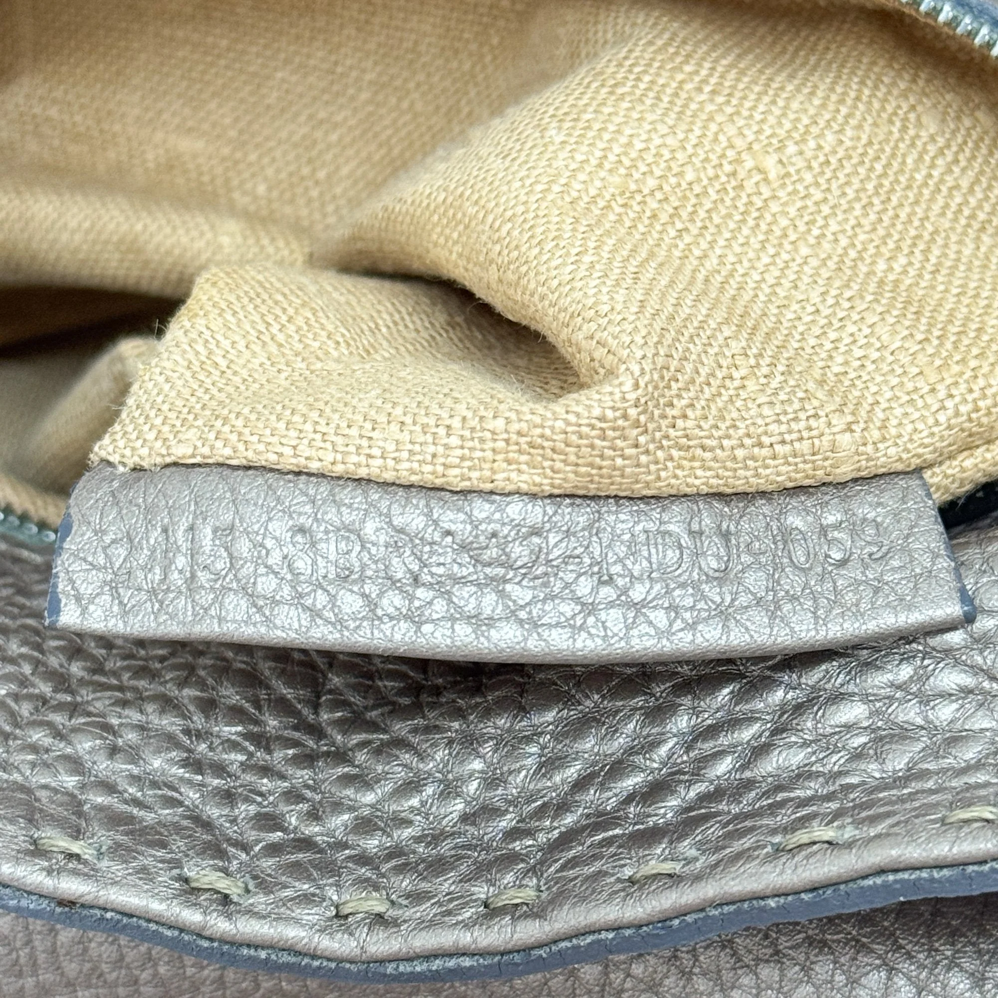 Balanced Beige Metallic Leather Shoulder Bag - Image 14