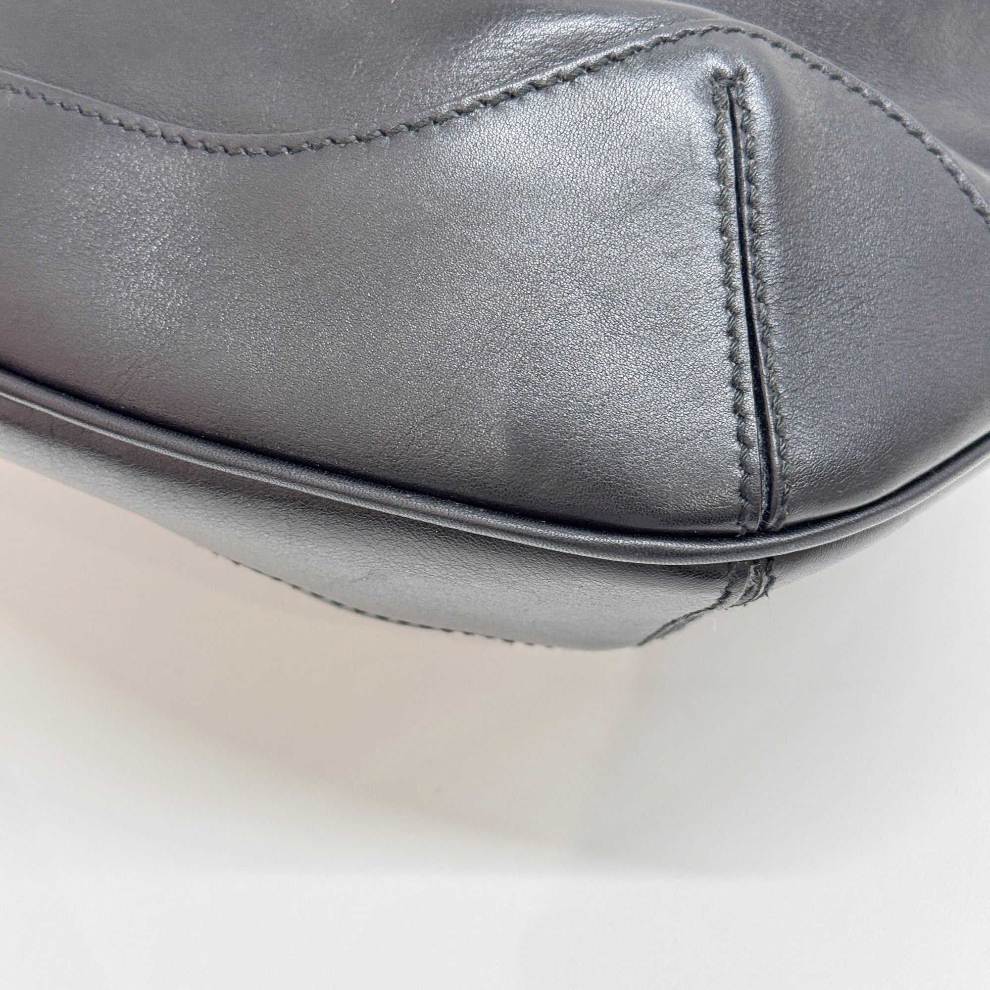 Bamboo Black Leather Hobo Bag - Image 11