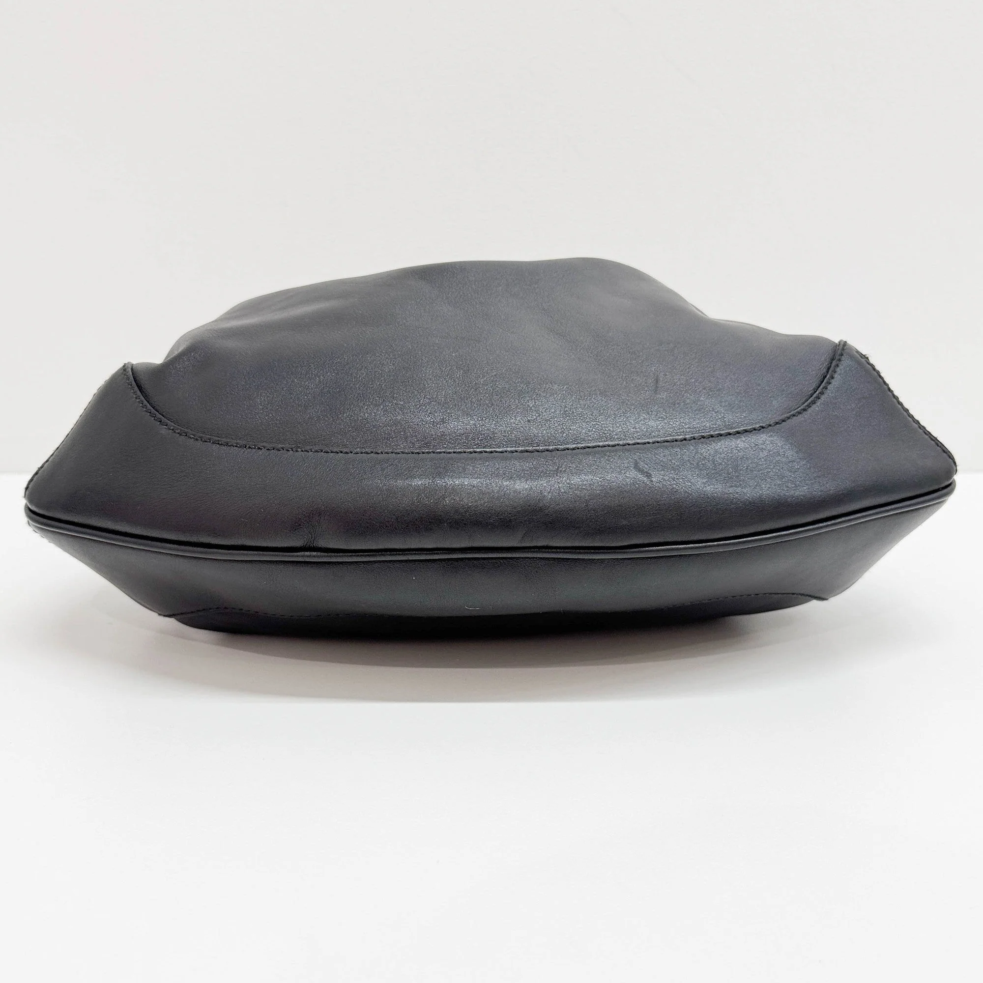 Bamboo Black Leather Hobo Bag - Image 7