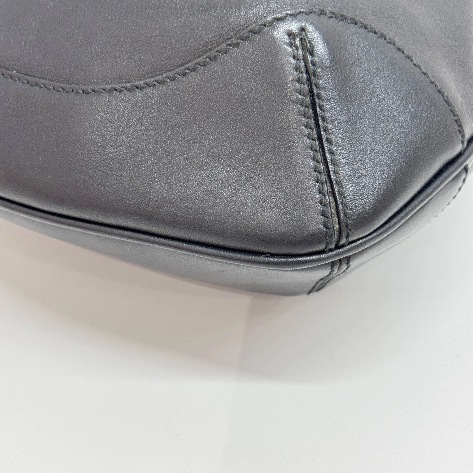 Bamboo Black Leather Hobo Bag - Image 9