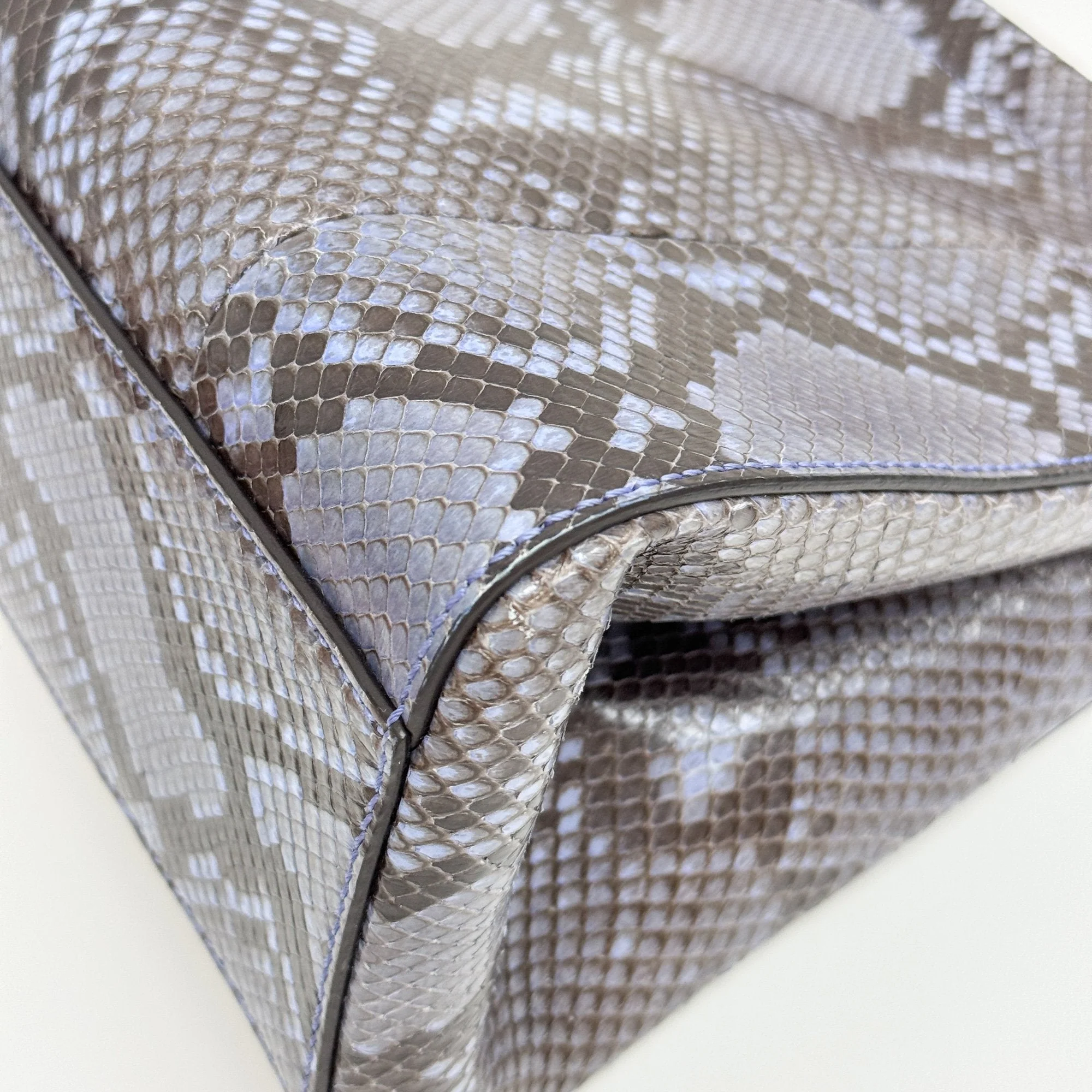 Bamboo Blue Python Embossed Leather Two Way Bag - Image 12