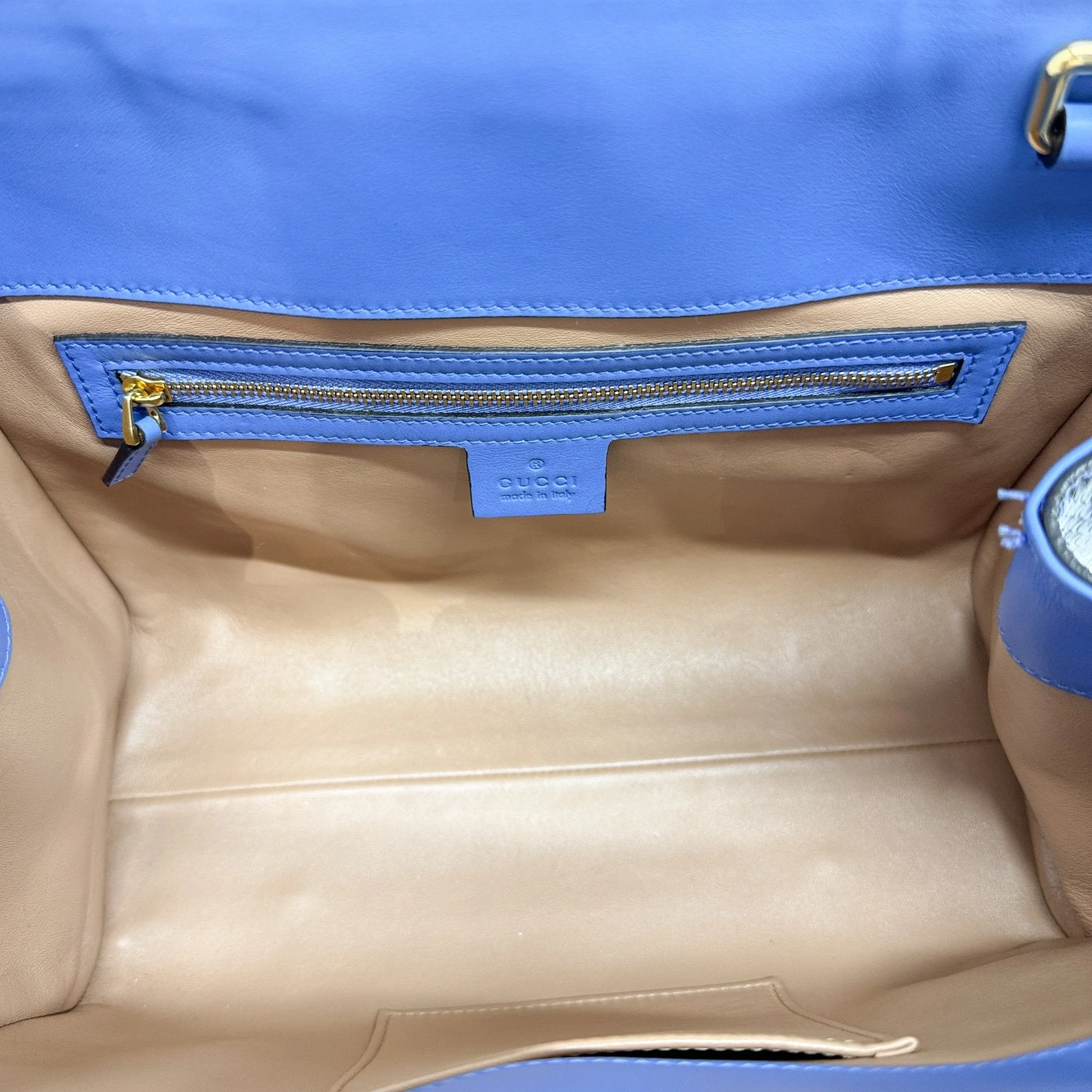 Bamboo Blue Python Embossed Leather Two Way Bag - Image 13
