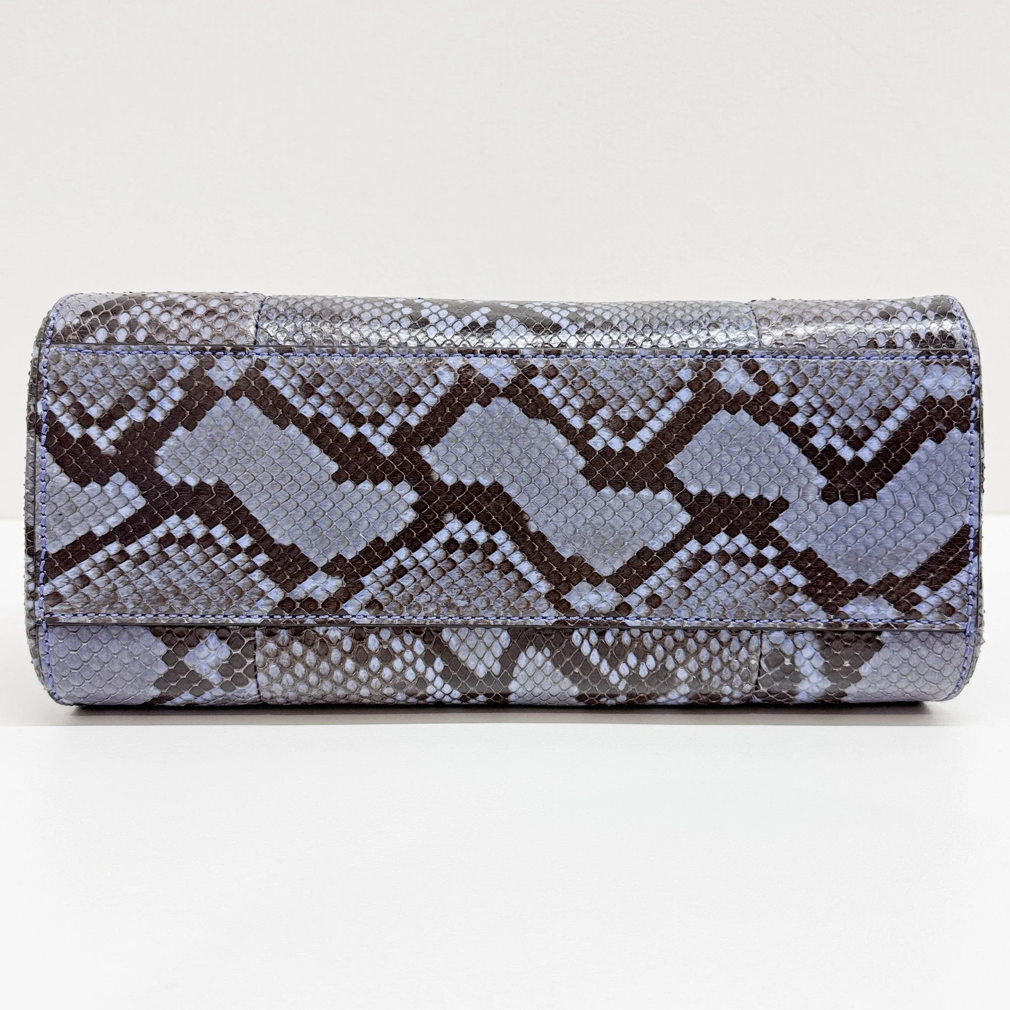 Bamboo Blue Python Embossed Leather Two Way Bag - Image 8