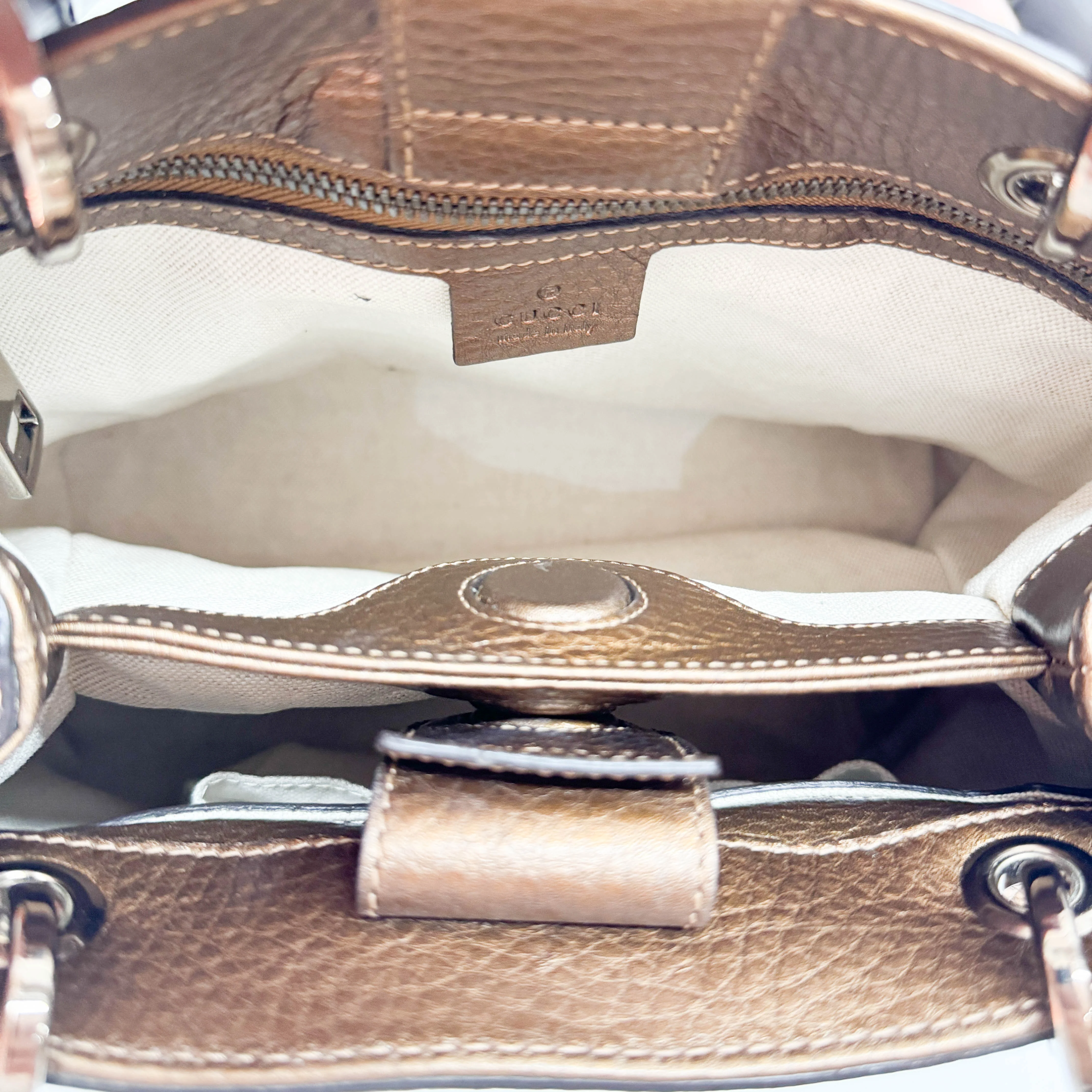 Bamboo Bronze Metallic Python Embossed Two Way Bag - Image 15