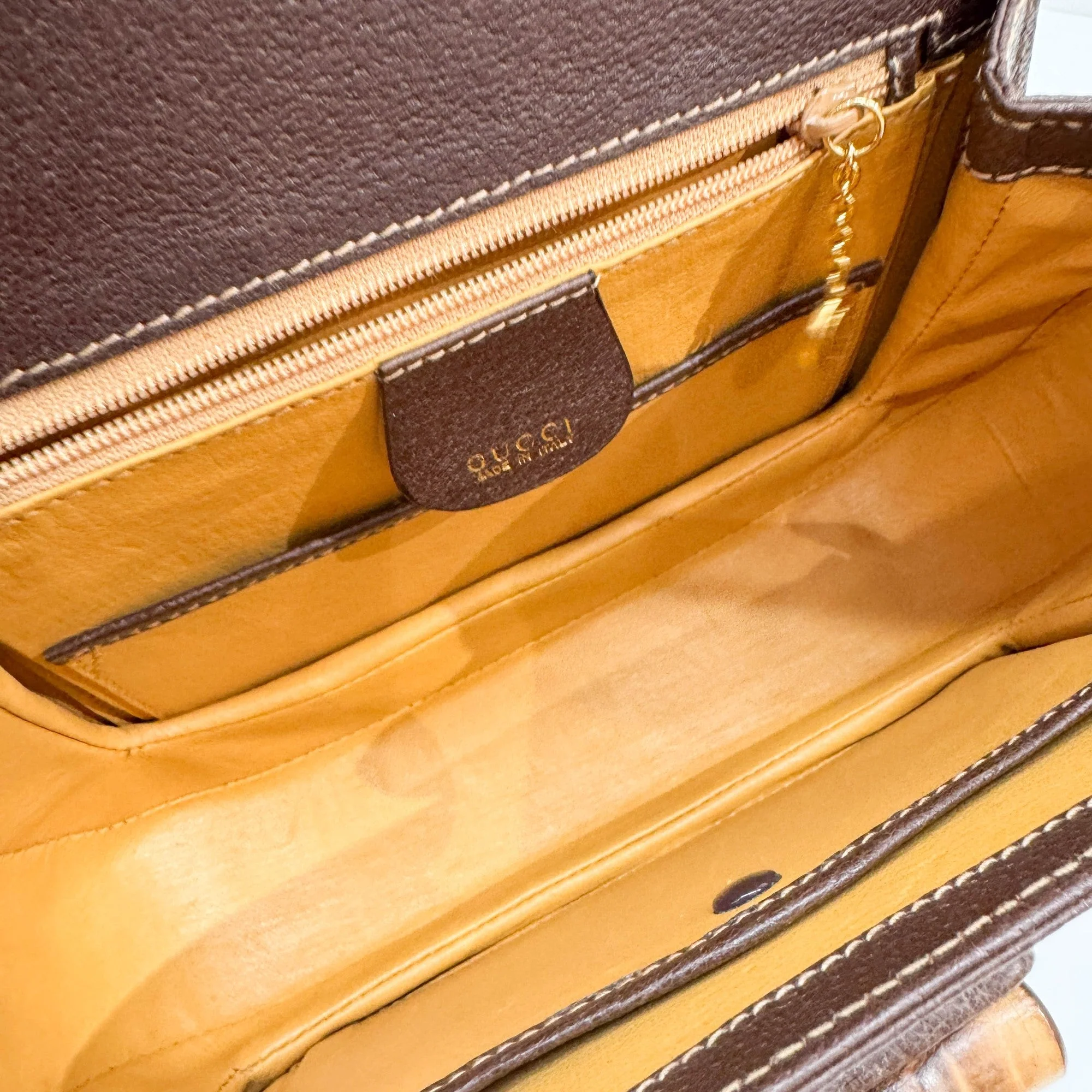 Bamboo Brown Leather Two Way Bag - Image 21