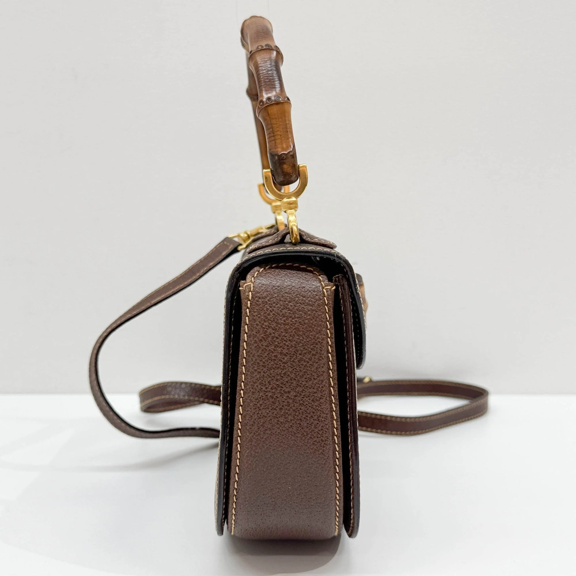 Bamboo Brown Leather Two Way Bag - Image 6