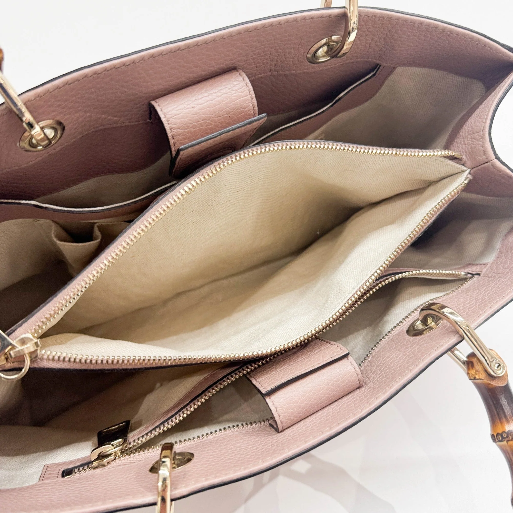 Bamboo Shopper Dusty Pink Leather Two Way Bag - Image 13