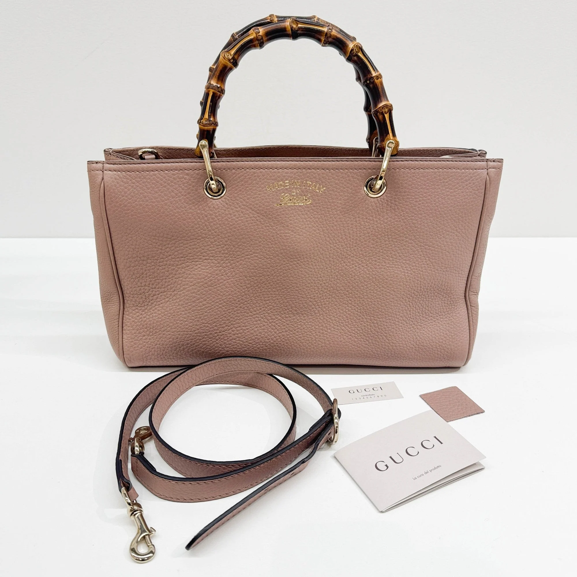 Bamboo Shopper Dusty Pink Leather Two Way Bag - Image 4