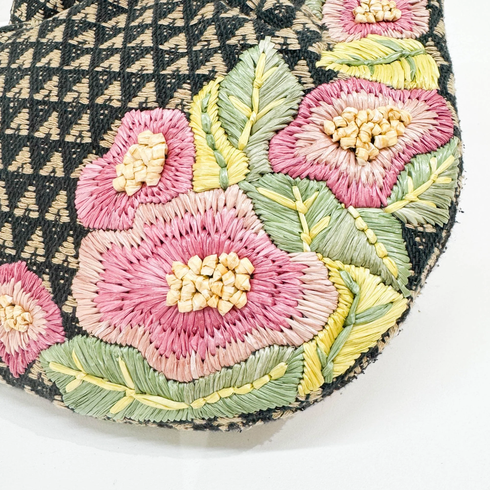 Bamboo Flower Embroidery Multicolor Triangle Canvas Hand Bag - Image 14