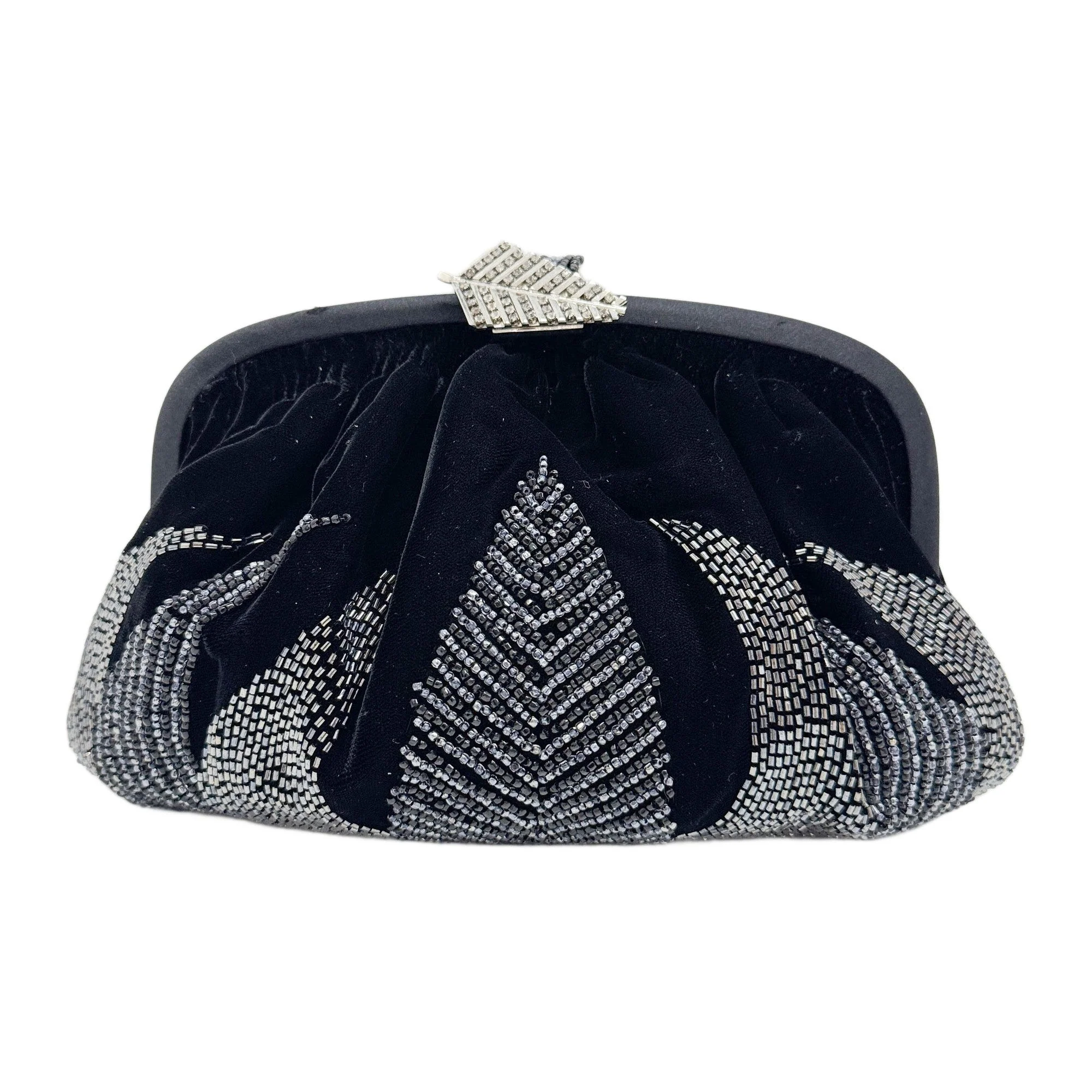 Beaded Embroidery Black Velvet Shoulder Bag - Image 2