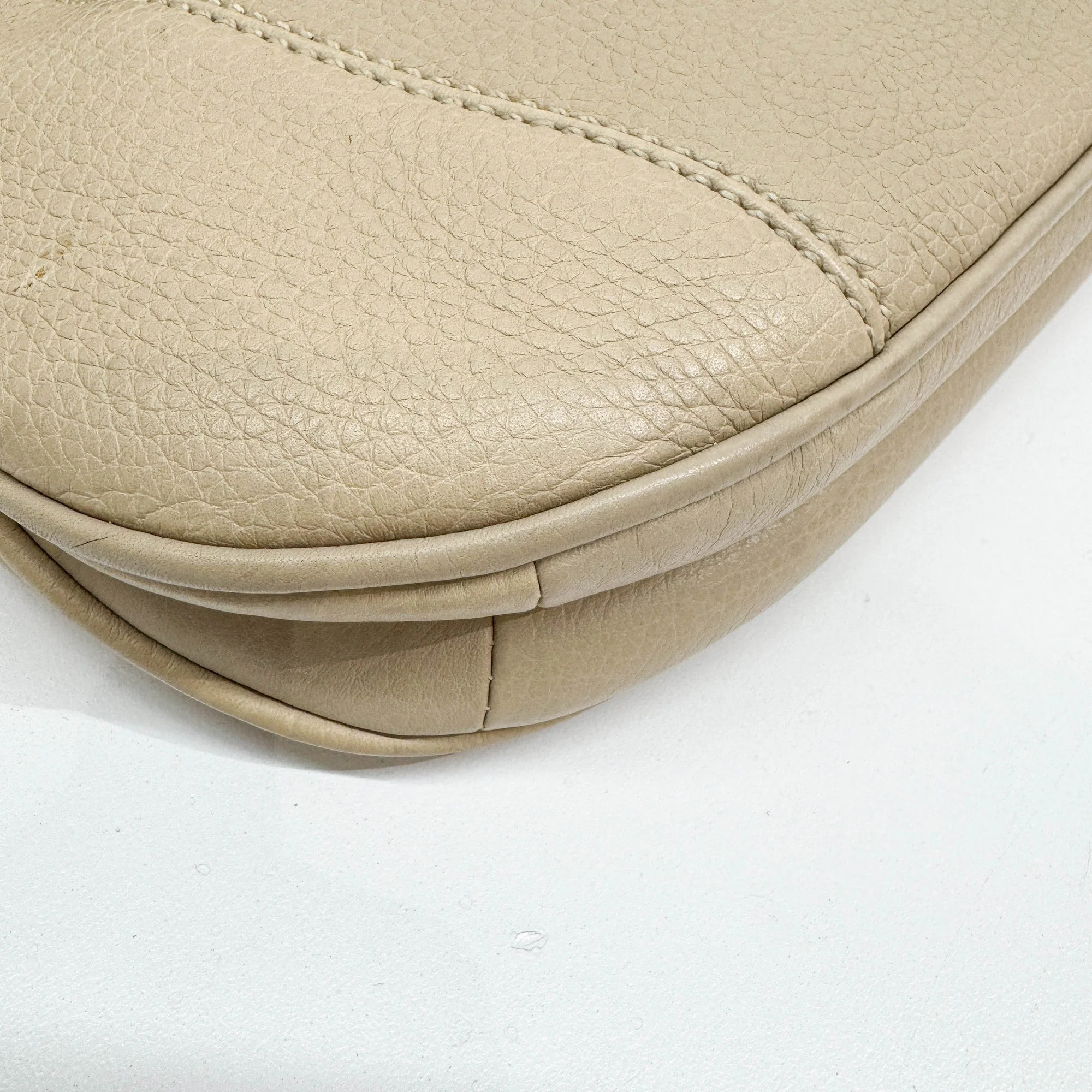 Beige Leather Shoulder Bag - Image 10