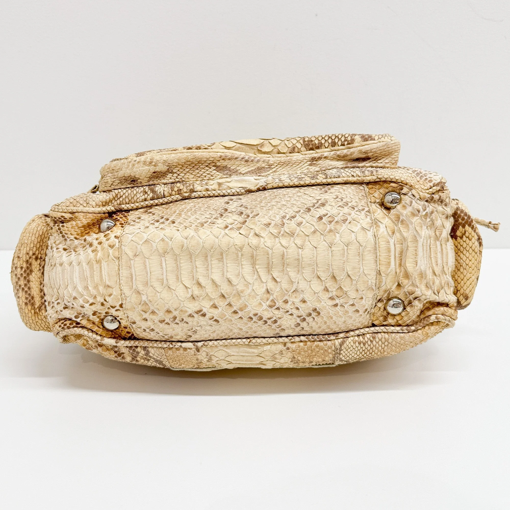 Beige Python Leather Shoulder Bag - Image 11