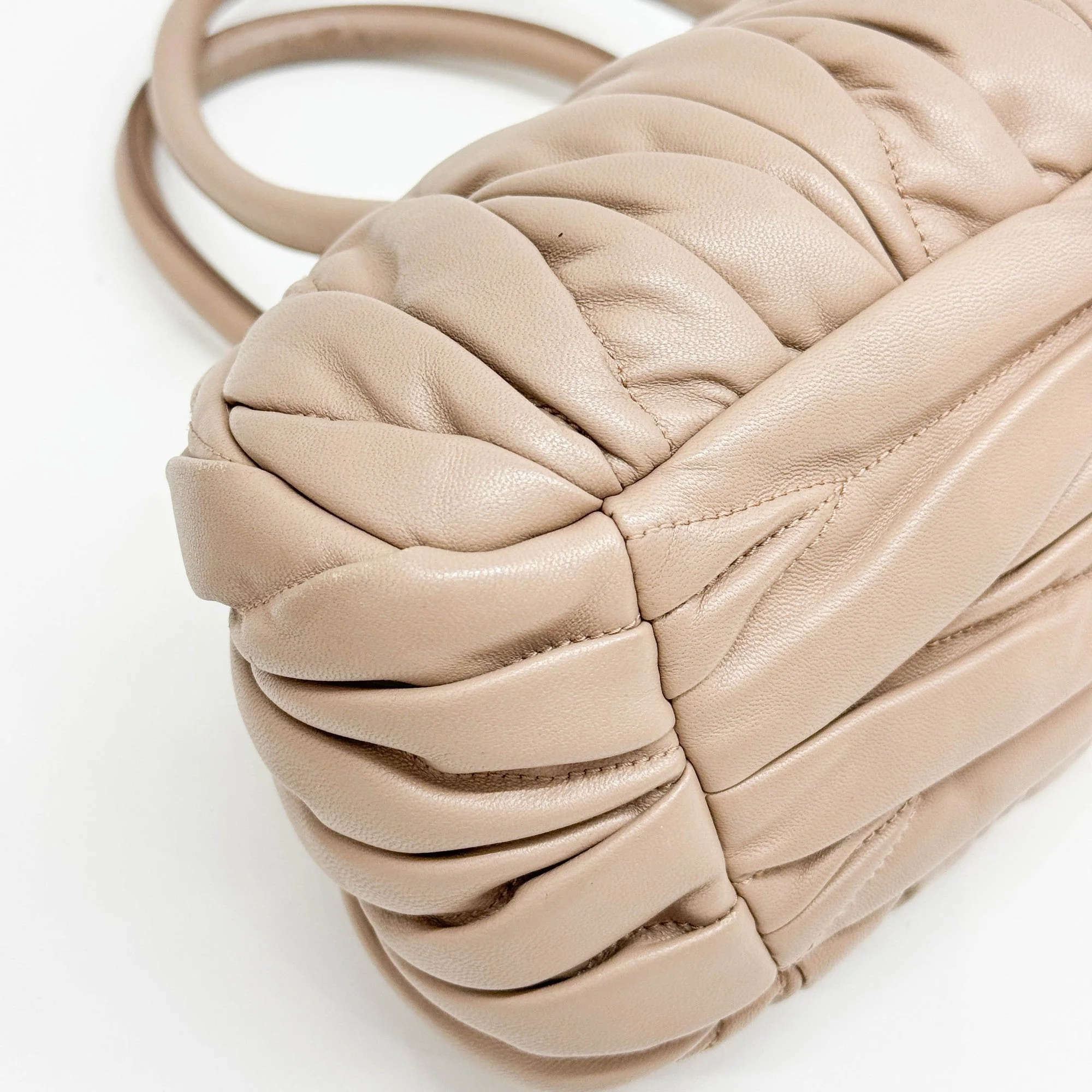 Belle Matelasse Beige Leather Two Way Bag - Image 15