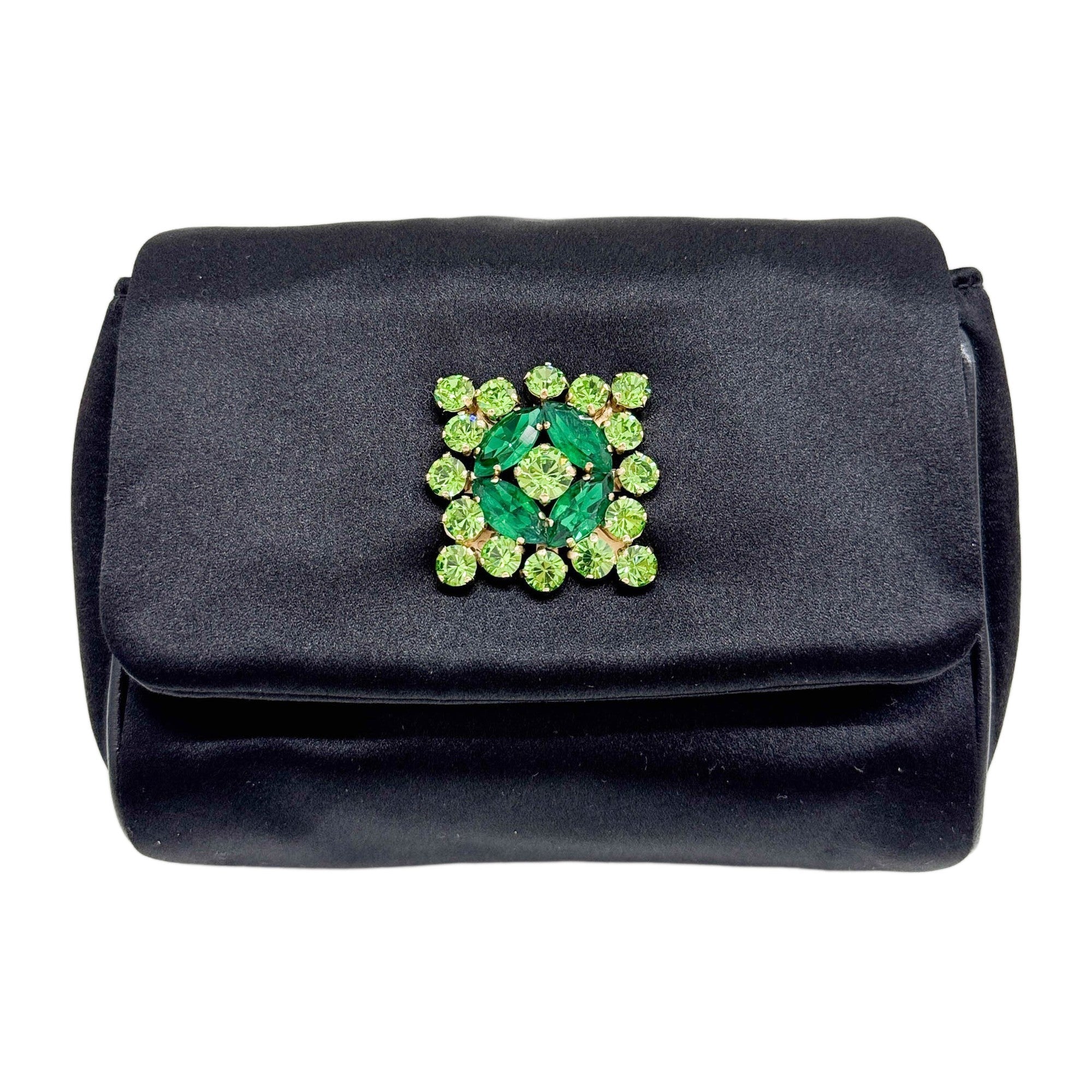 Bijou Chain Black Satin Shoulder Bag